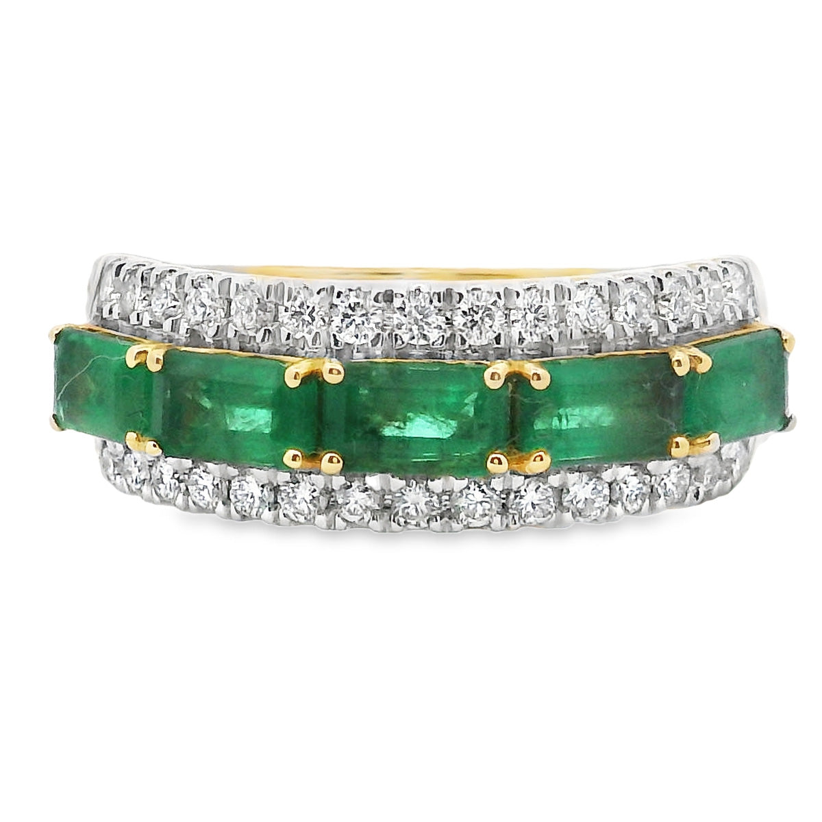 18ct Yellow Gold Emerald and Diamond Ring