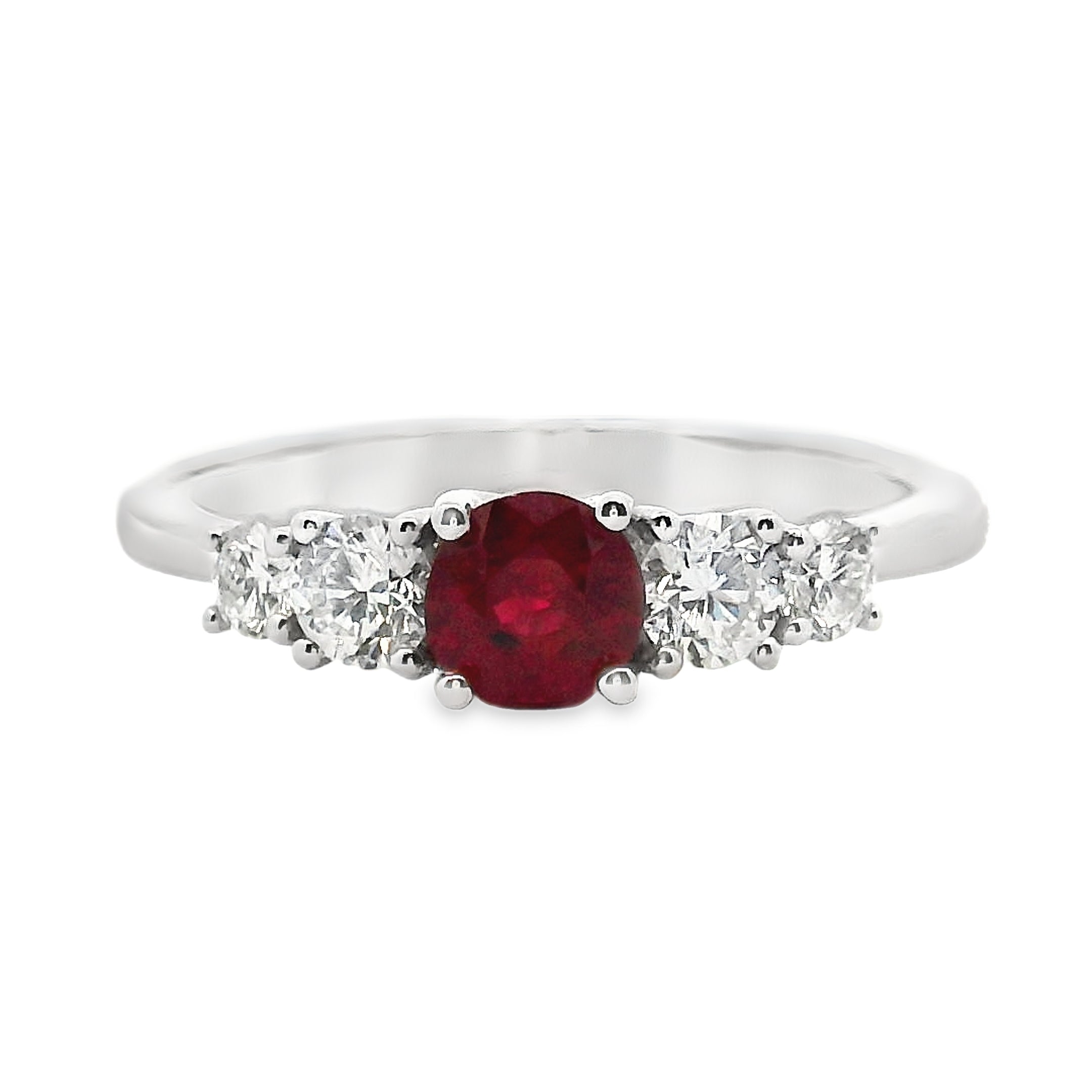 9ct White Gold Ruby and Diamond Dress Ring