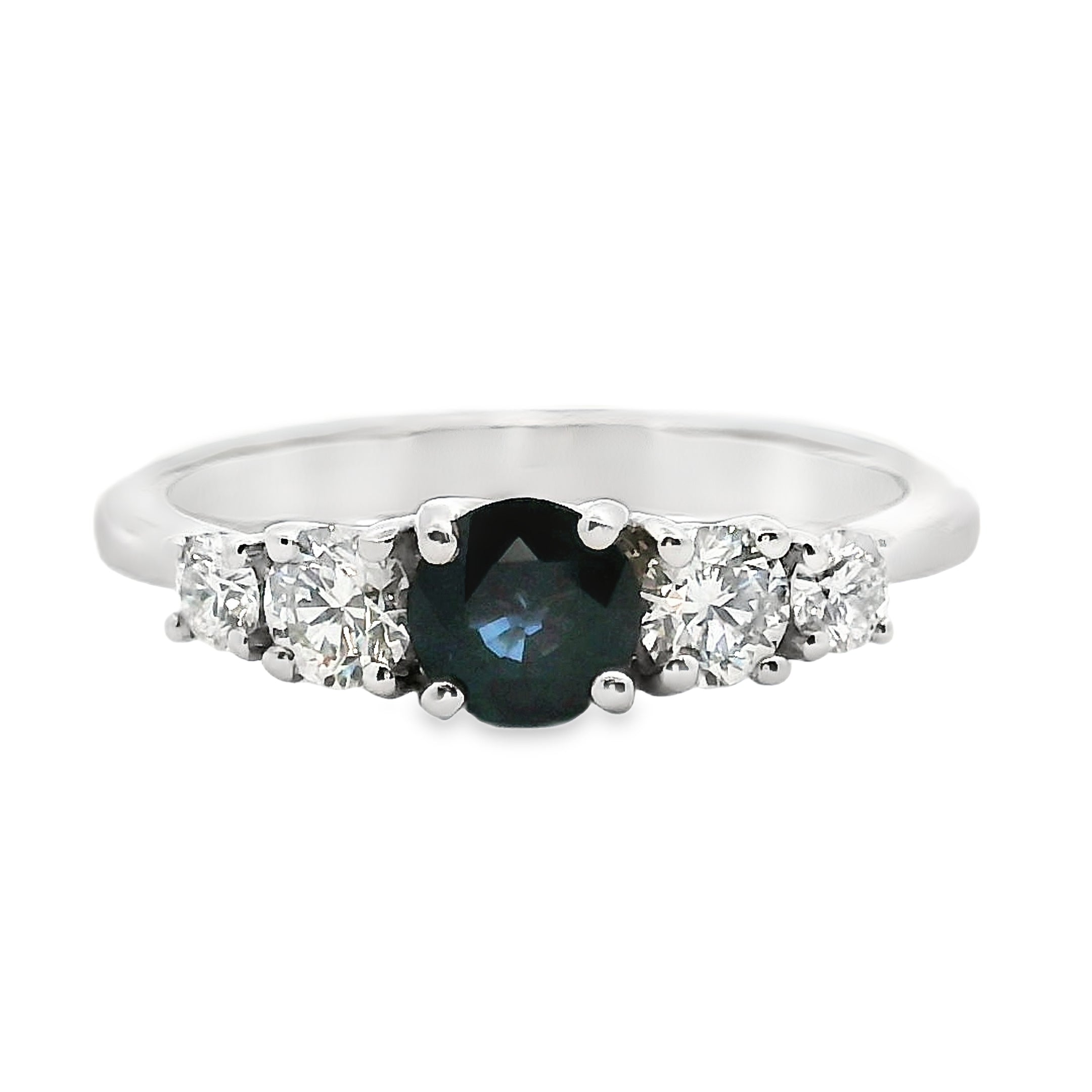 9ct White Gold Sapphire and Diamond Dress Ring