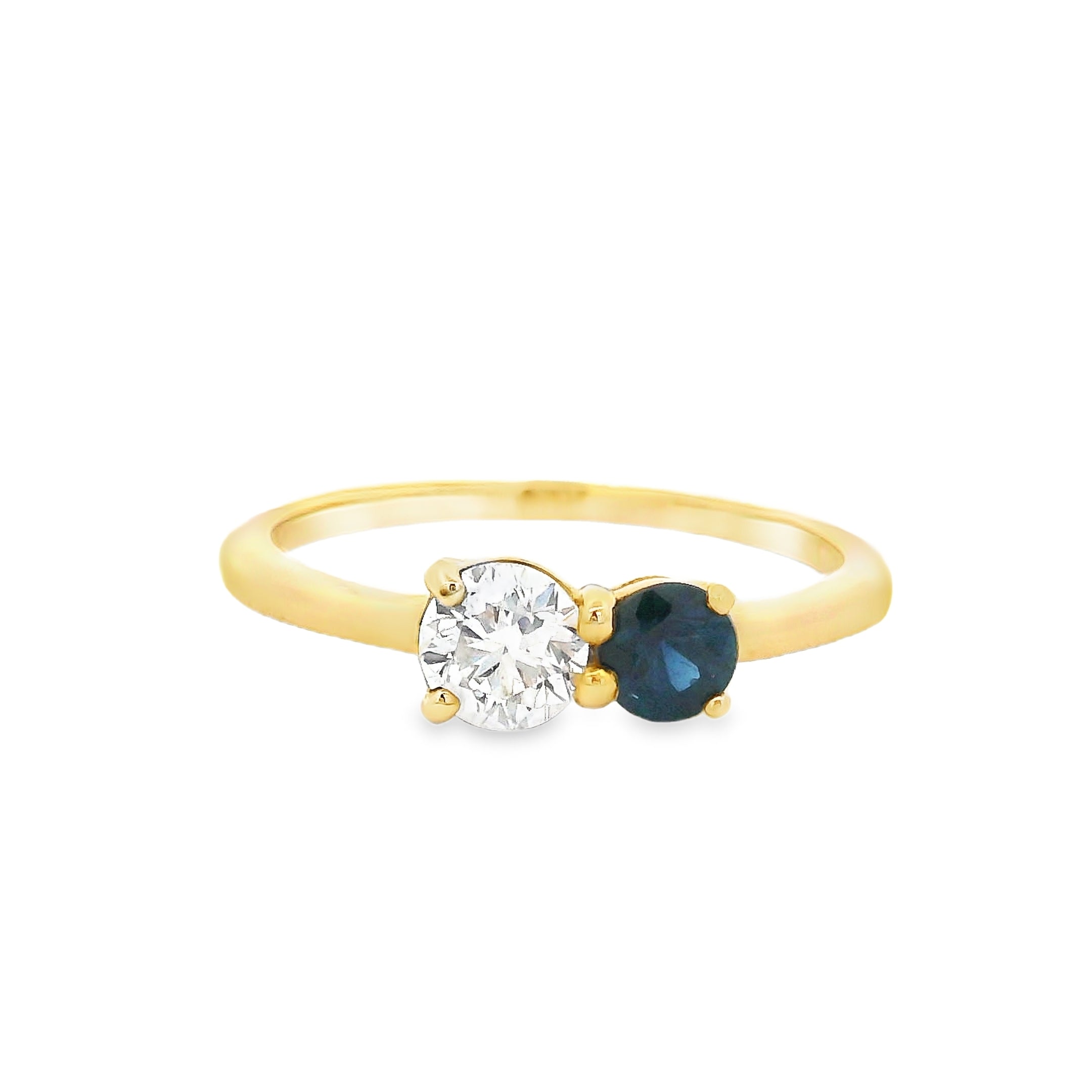 18ct Yellow Gold Sapphire and Diamond Toi Et Moi Ring
