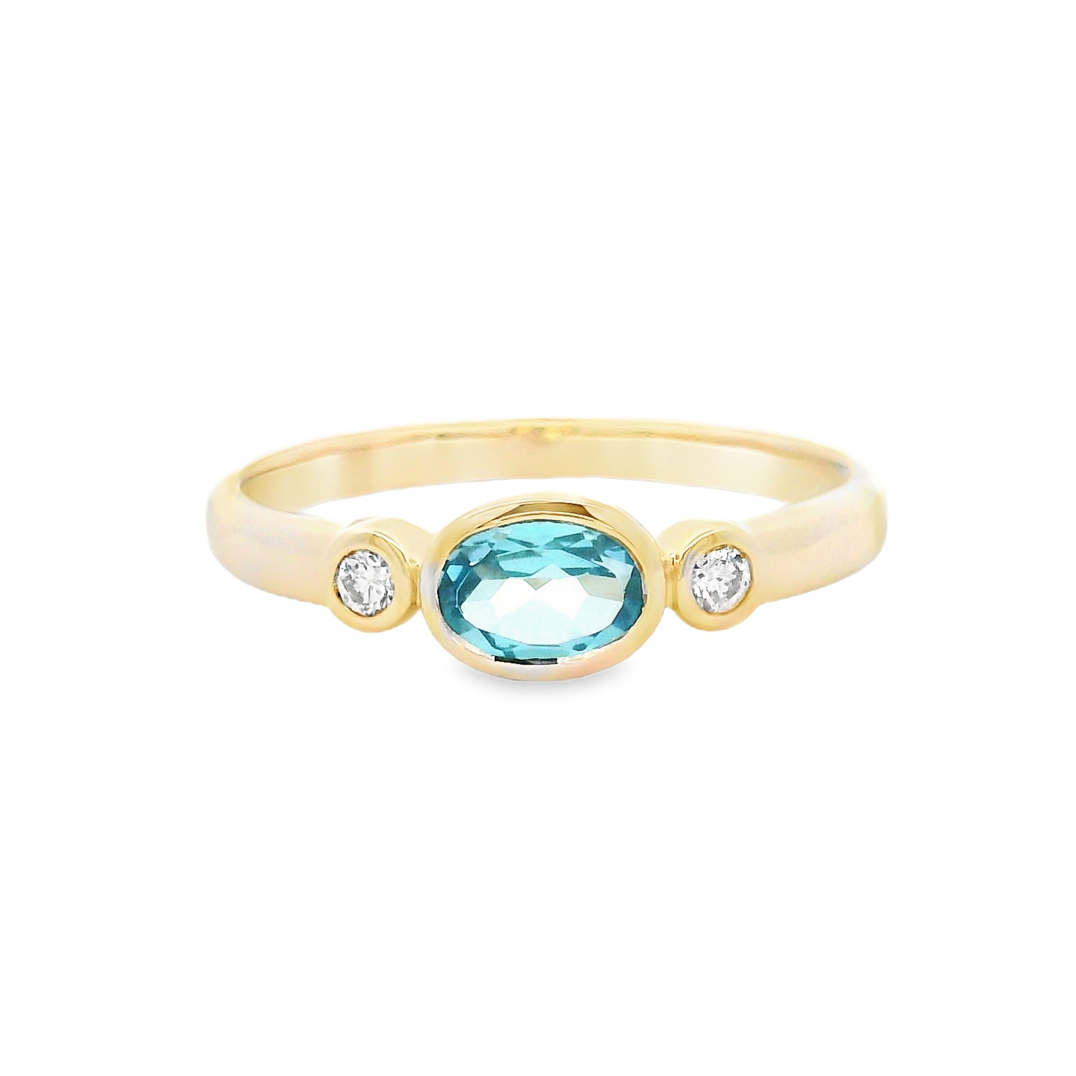 9ct Yellow Gold Topaz and Diamond Ring