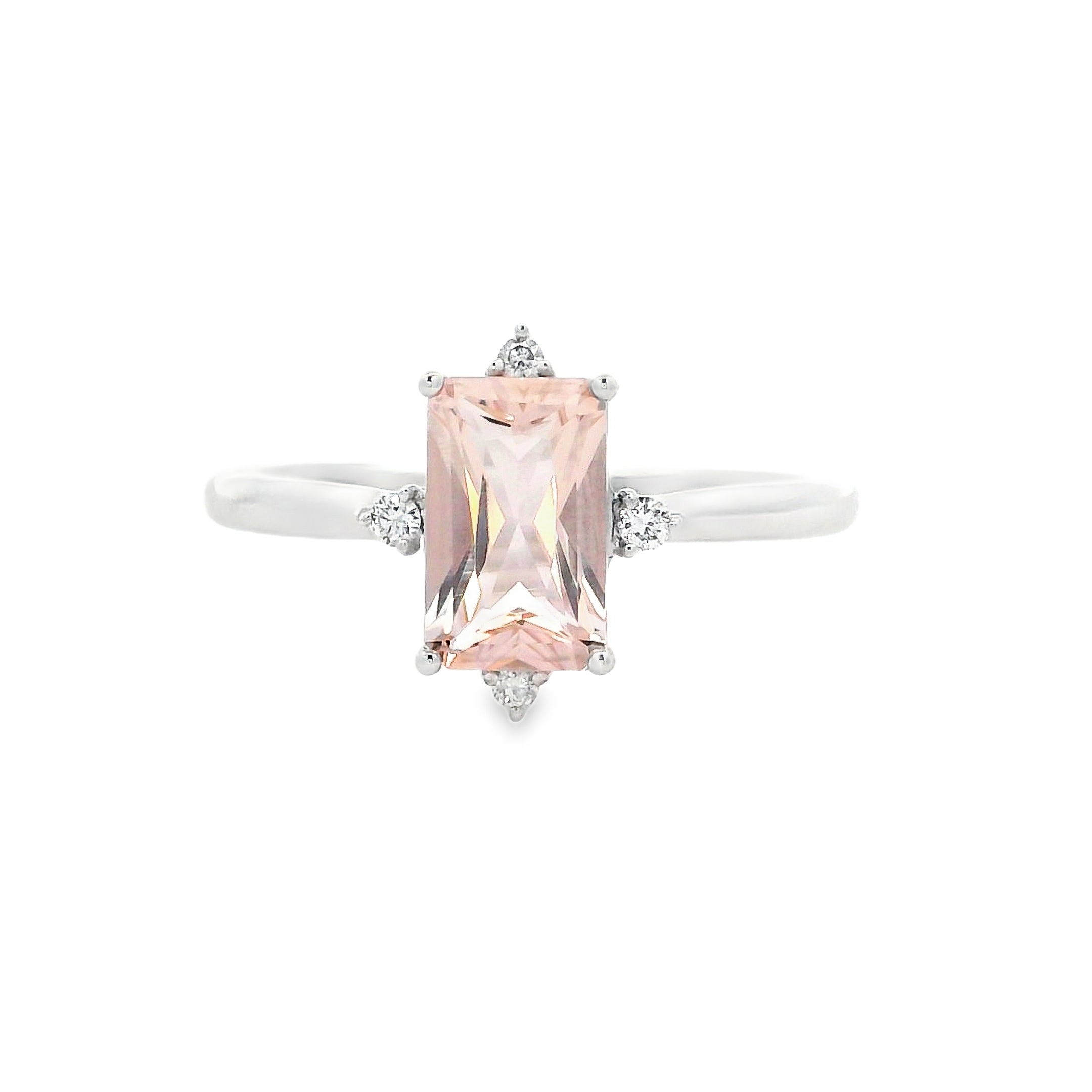 9ct White Gold Morganite and Diamond Ring