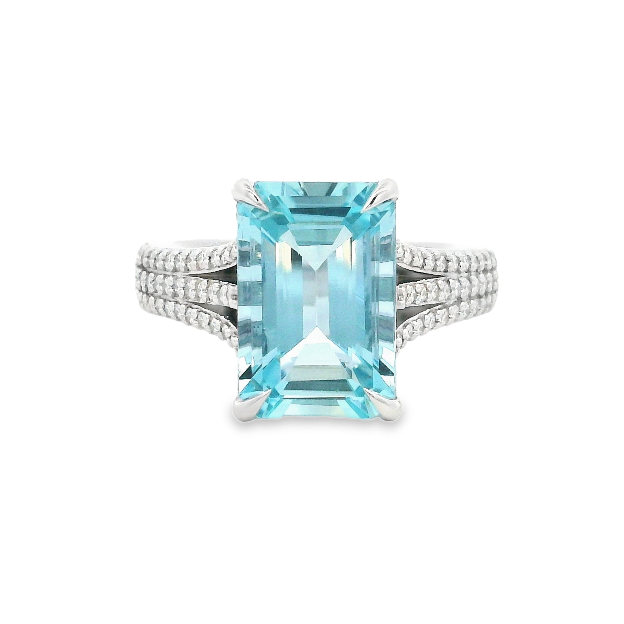 9ct White Gold Aquamarine & Diamond Ring