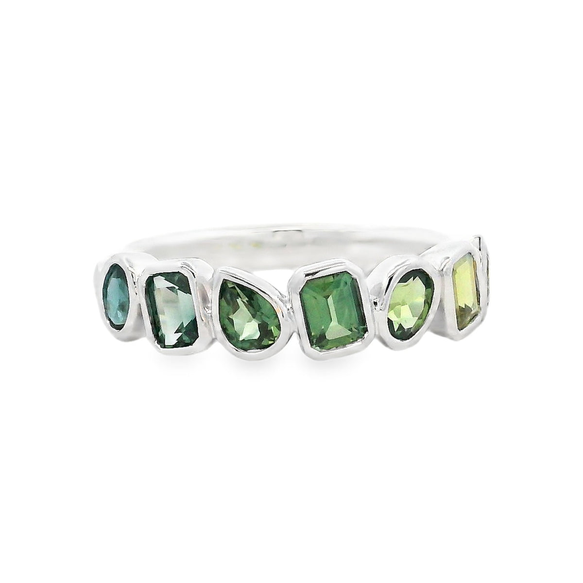 9ct White Gold Teal Sapphire Ring