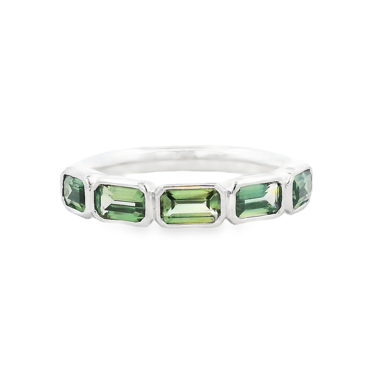 9ct White Gold Green Sapphire Ring