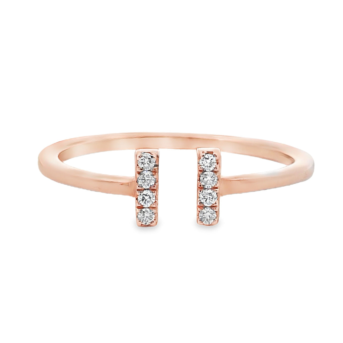 9ct Rose Gold Double Open T-Bar Dress Ring