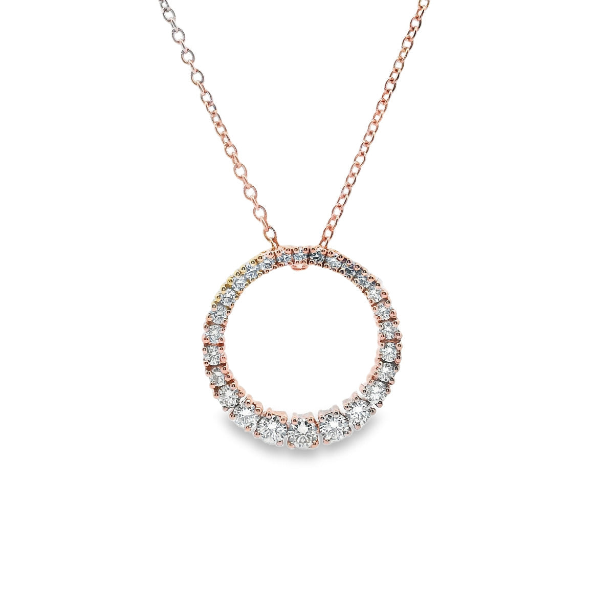 9ct Rose Gold Graduated Diamond Circle Pendant