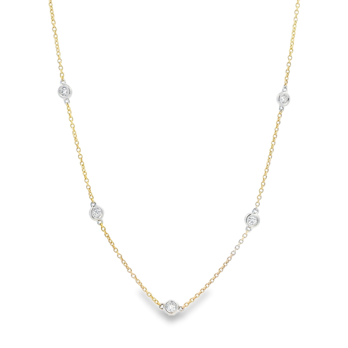 18ct Yellow & White Gold Diamond Set Chain