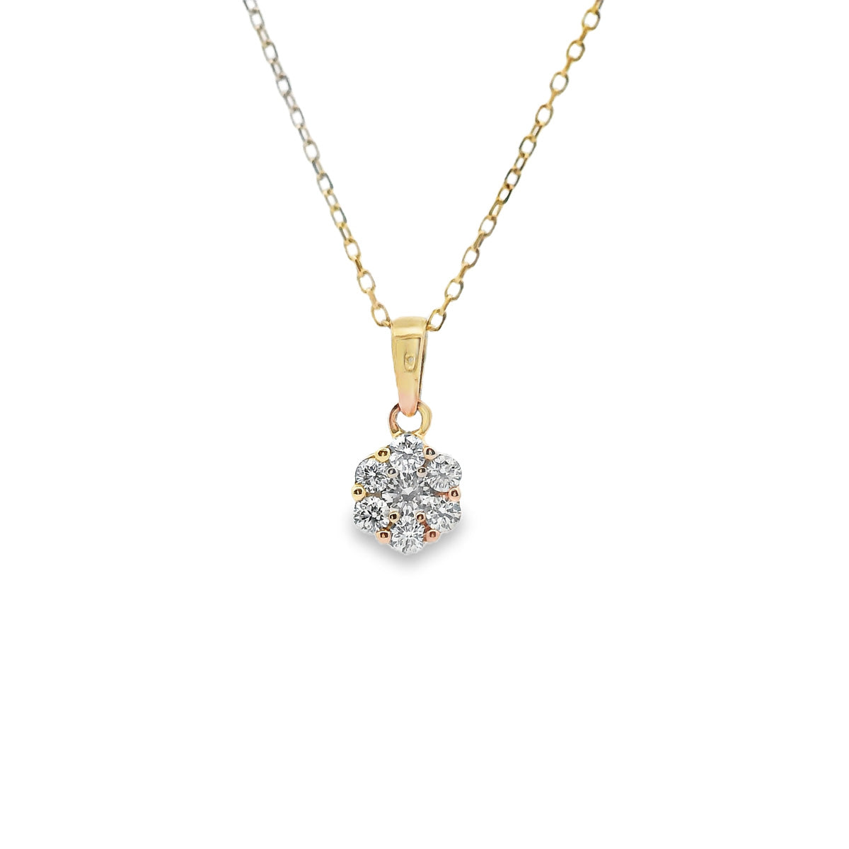 9ct Yellow Gold Diamond Cluster Pendant