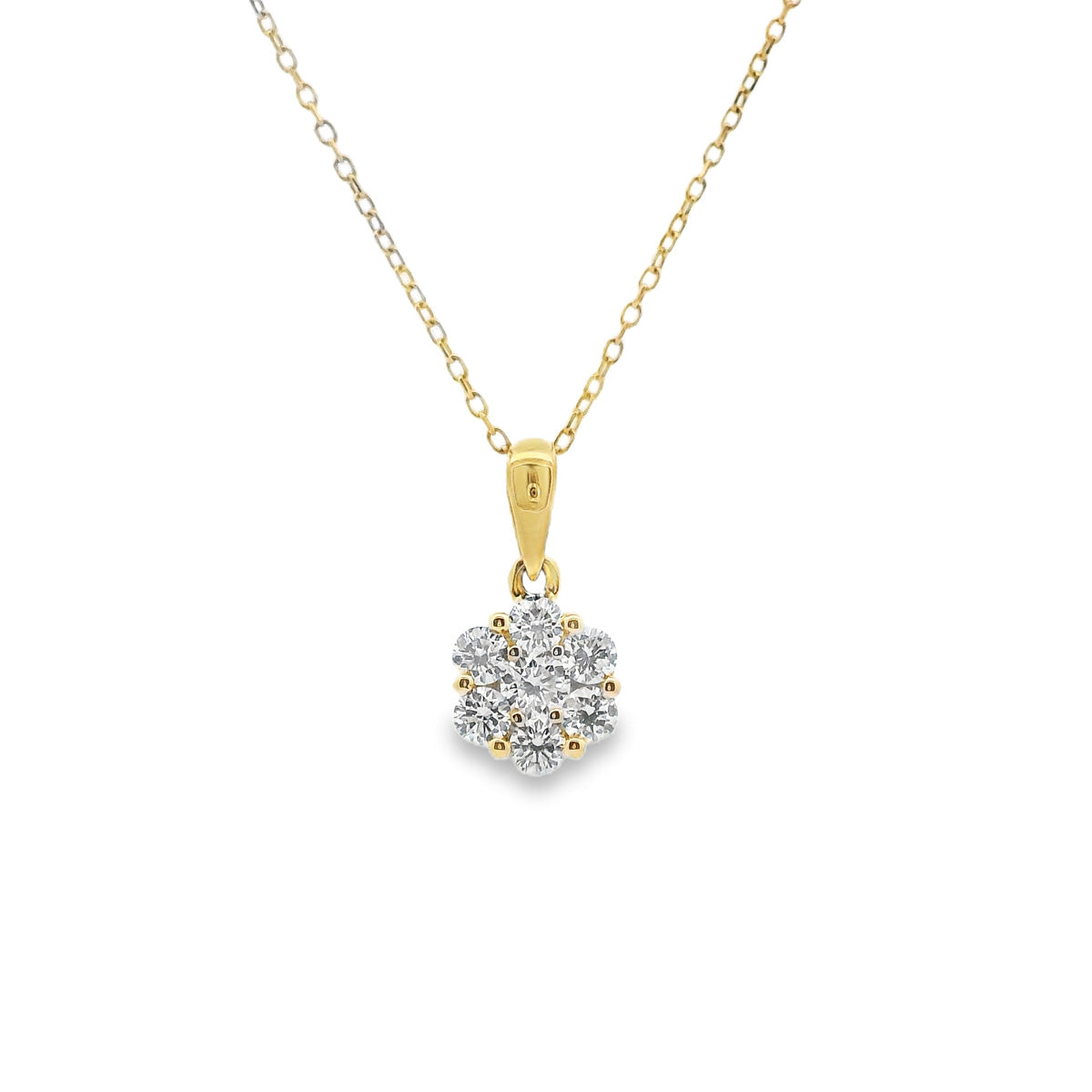 9ct Yellow Gold Diamond Cluster Pendant