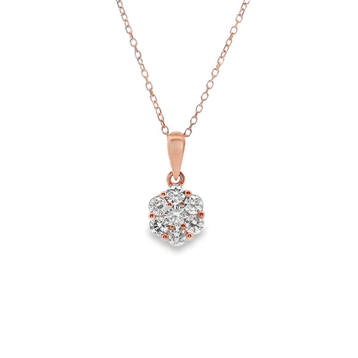 9ct Rose Gold Diamond Cluster Pendant