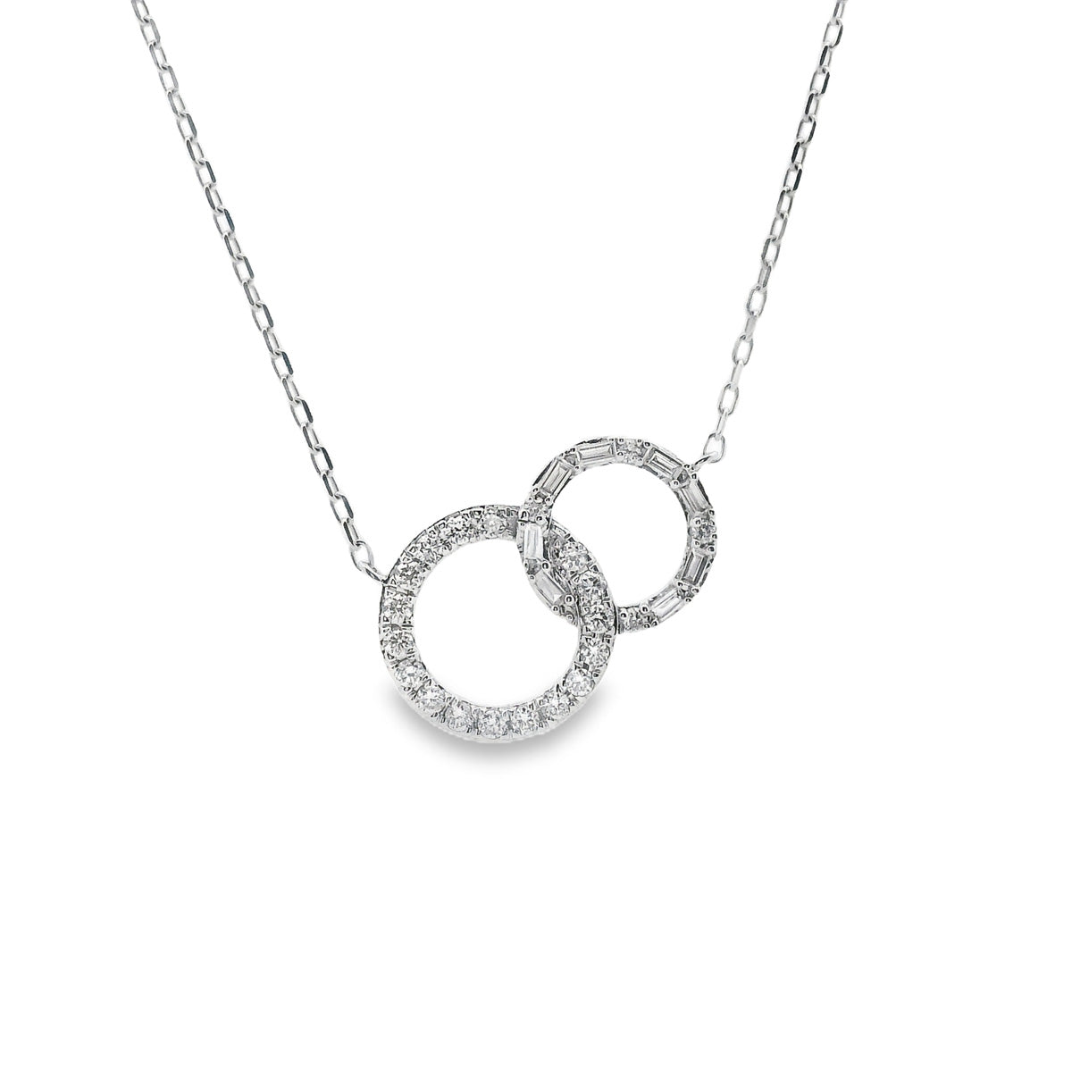 18ct White Gold Double Circle Diamond Pendant