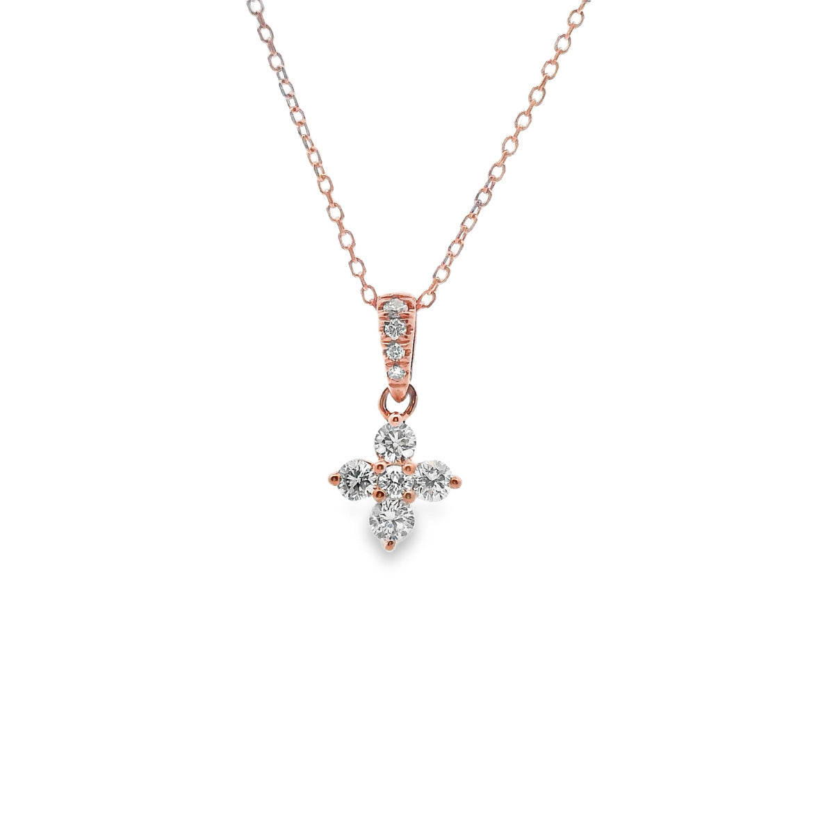 9ct Rose Gold Diamond Cluster Pendant