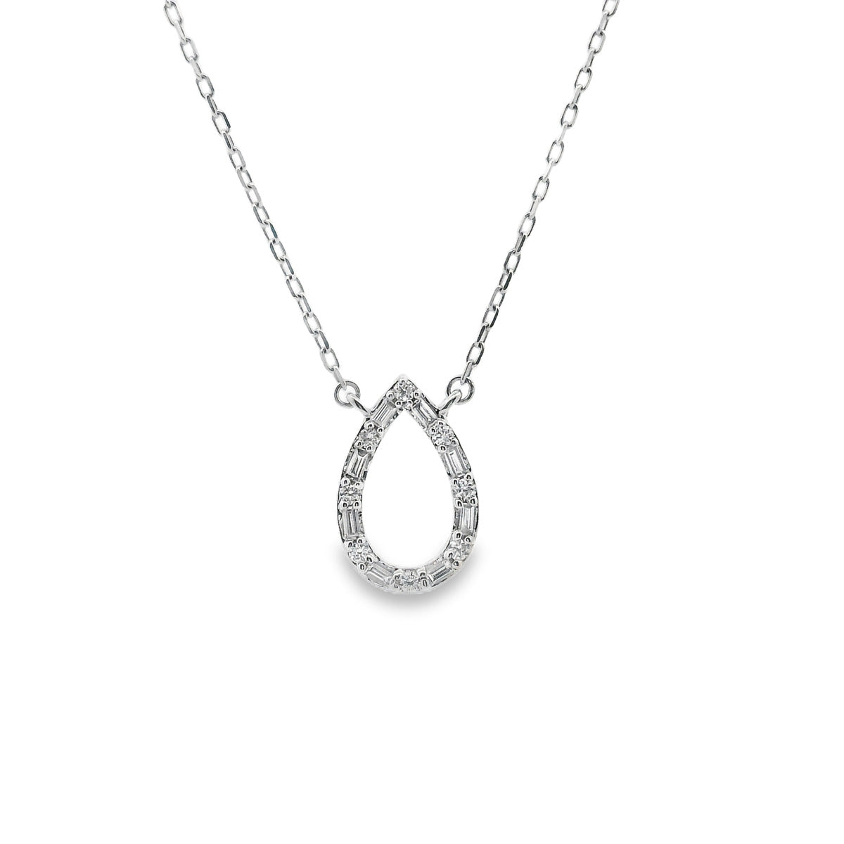 18ct White Gold Open Pear Shape Diamond Pendant