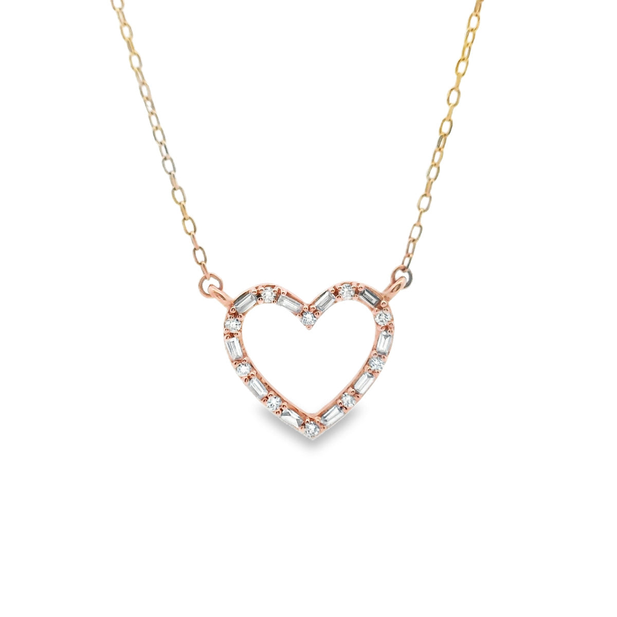 18ct Rose Gold Diamond Heart Pendant