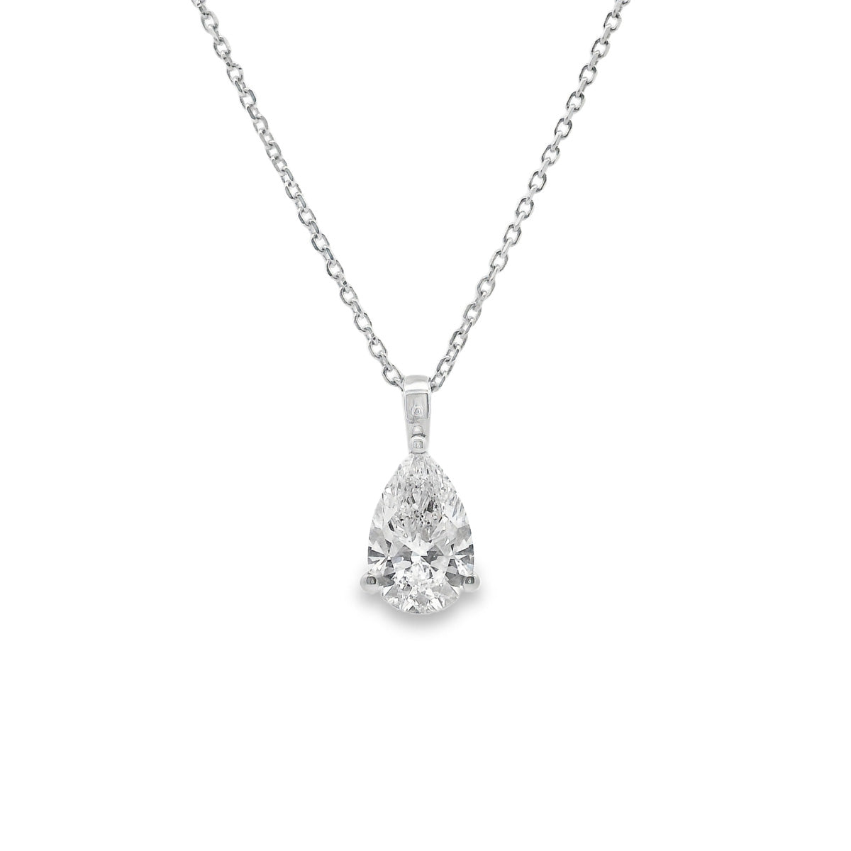 18ct White Gold 1.50ct Pear Shape Lab Grown Diamond Pendant
