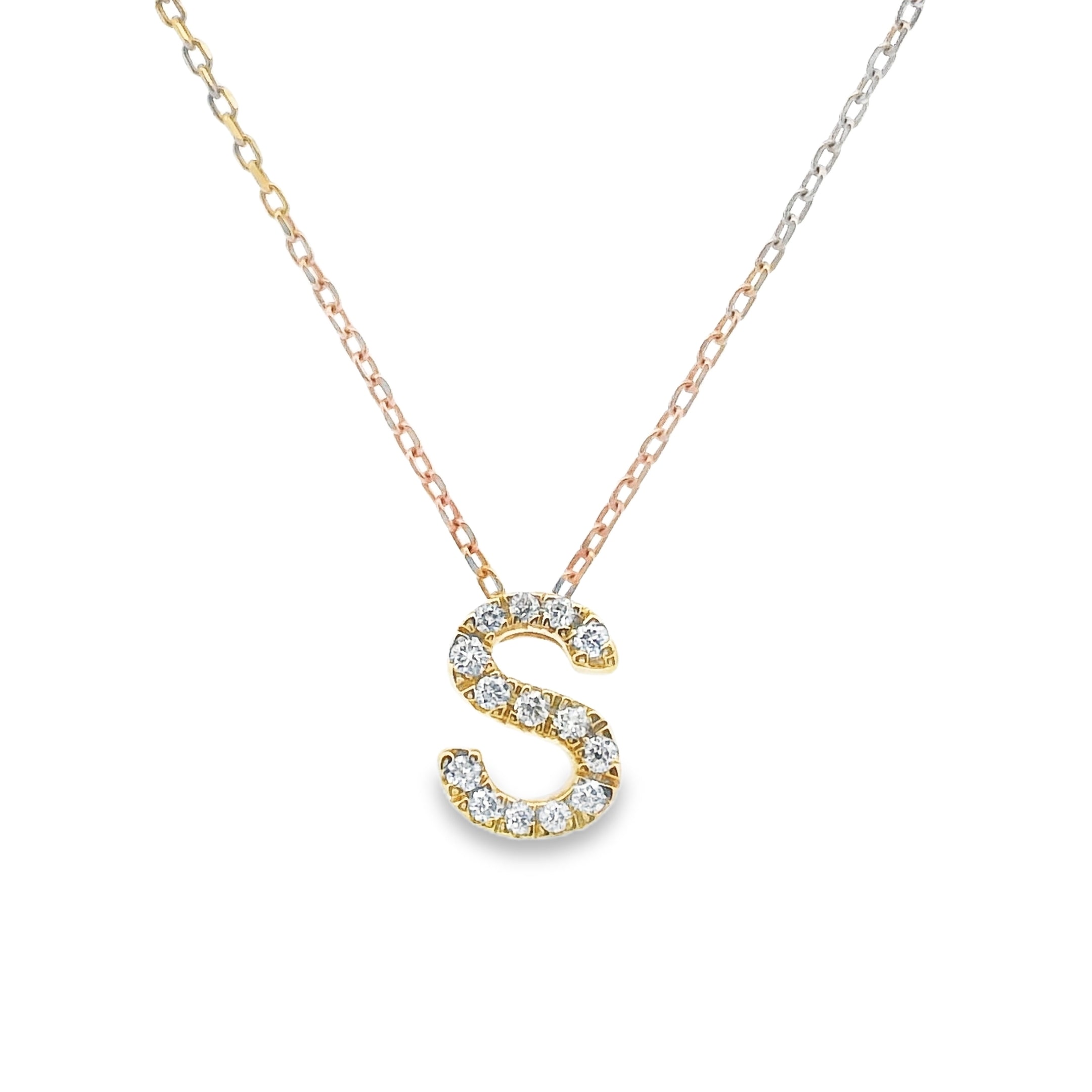 9ct Yellow Gold Diamond Initial Pendant