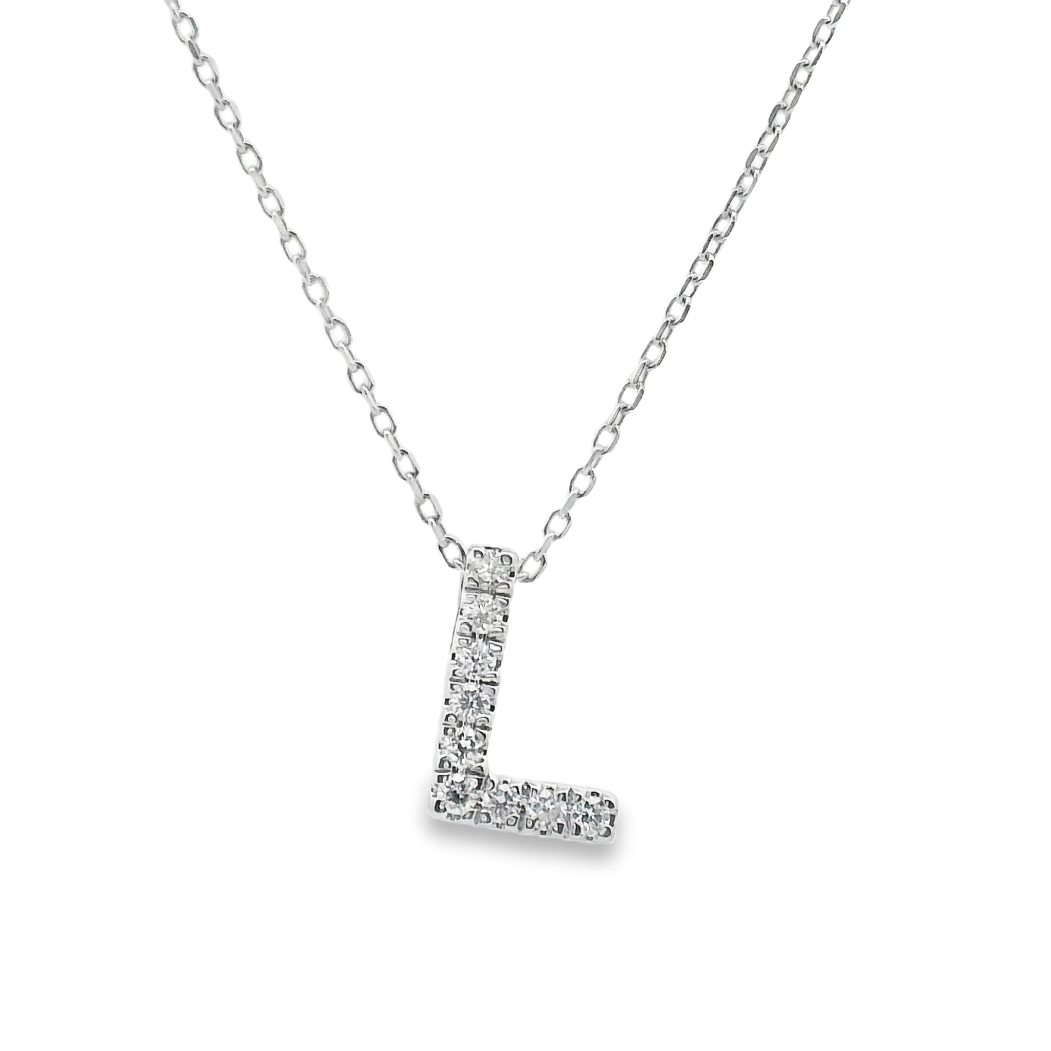 9ct White Gold Diamond Initial Pendant