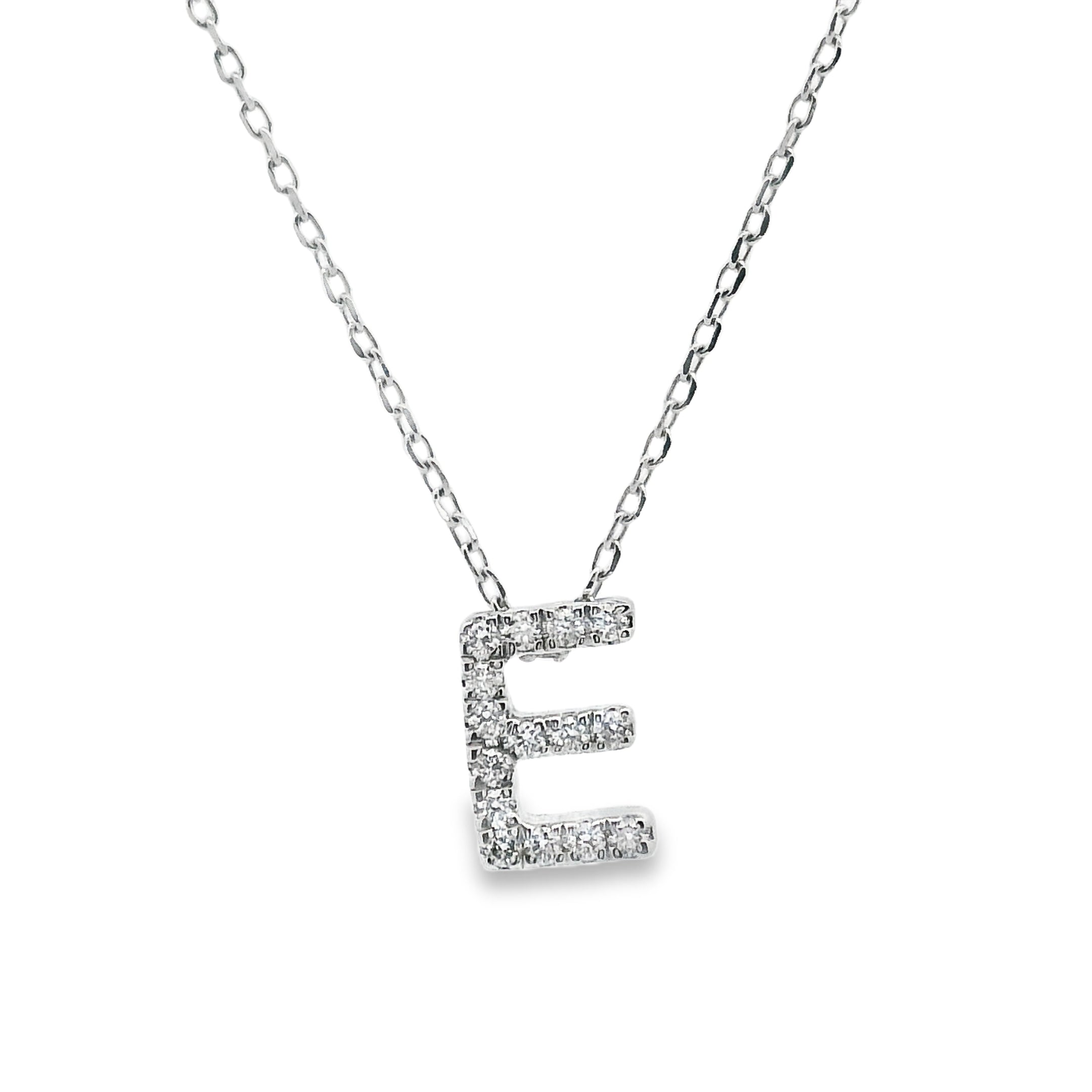 9ct White Gold Diamond Initial Pendant