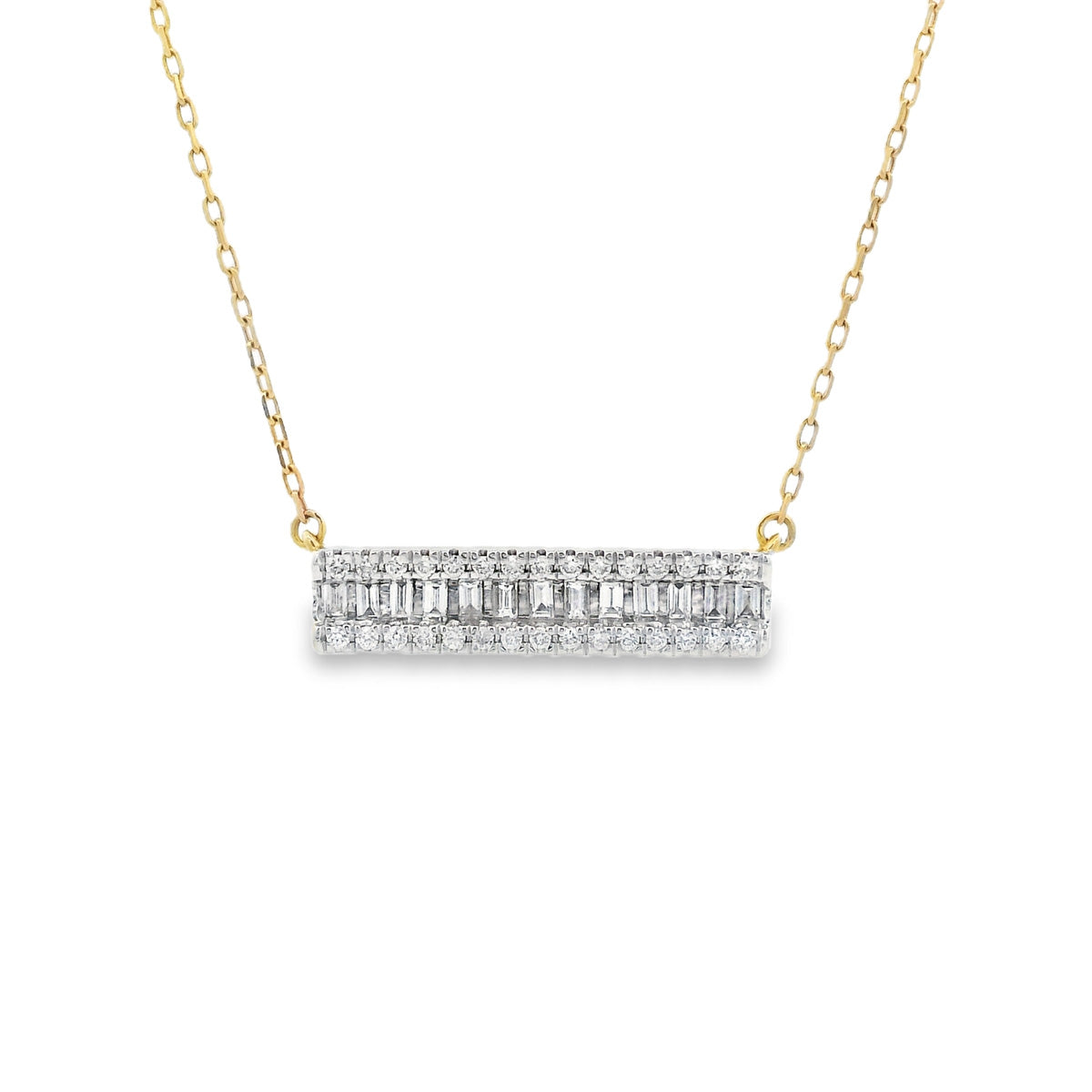 18ct Yellow Gold Diamond Bar Pendant 