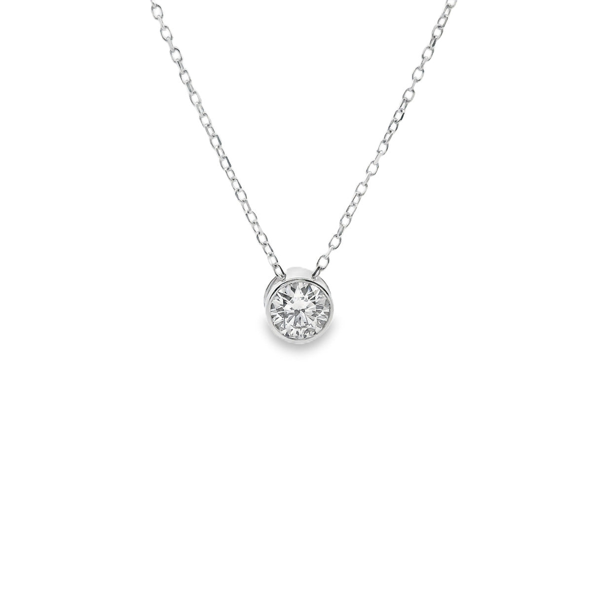9ct White Gold 0.30ct Bezel Set Slider Pendant
