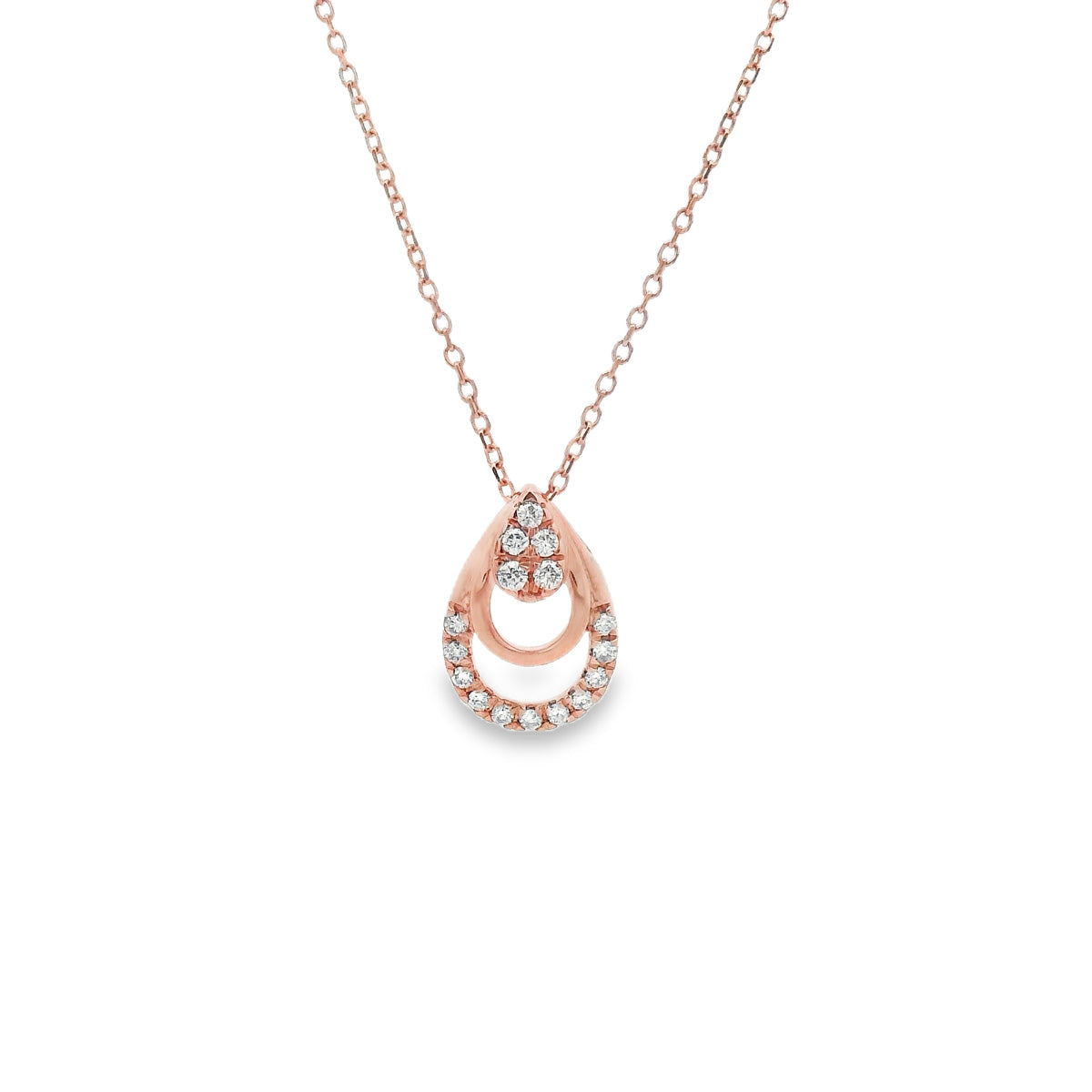 9ct Rose Gold Pearshaped Diamond Pendant 