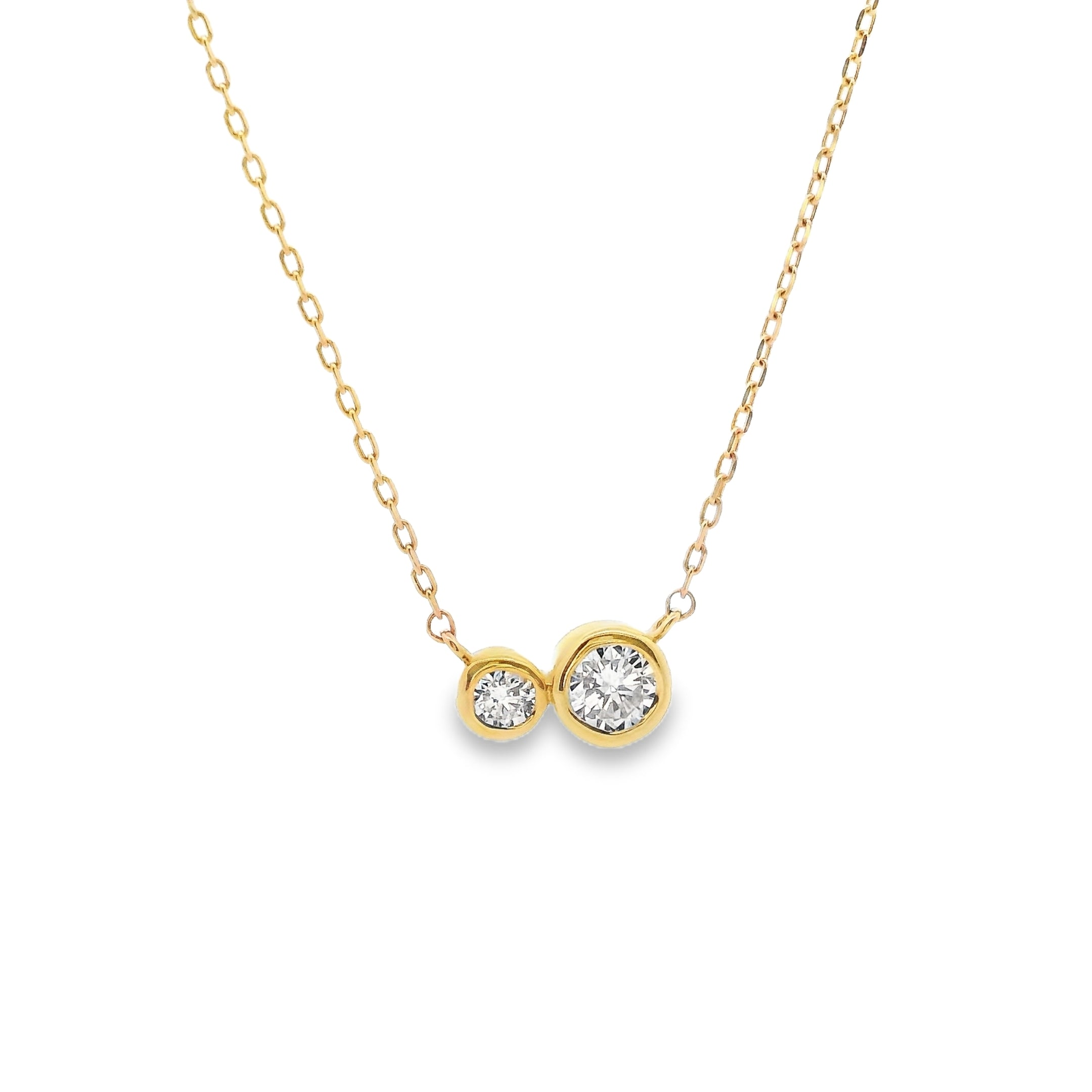 18ct Yellow Gold Double Bezel Diamond Pendant