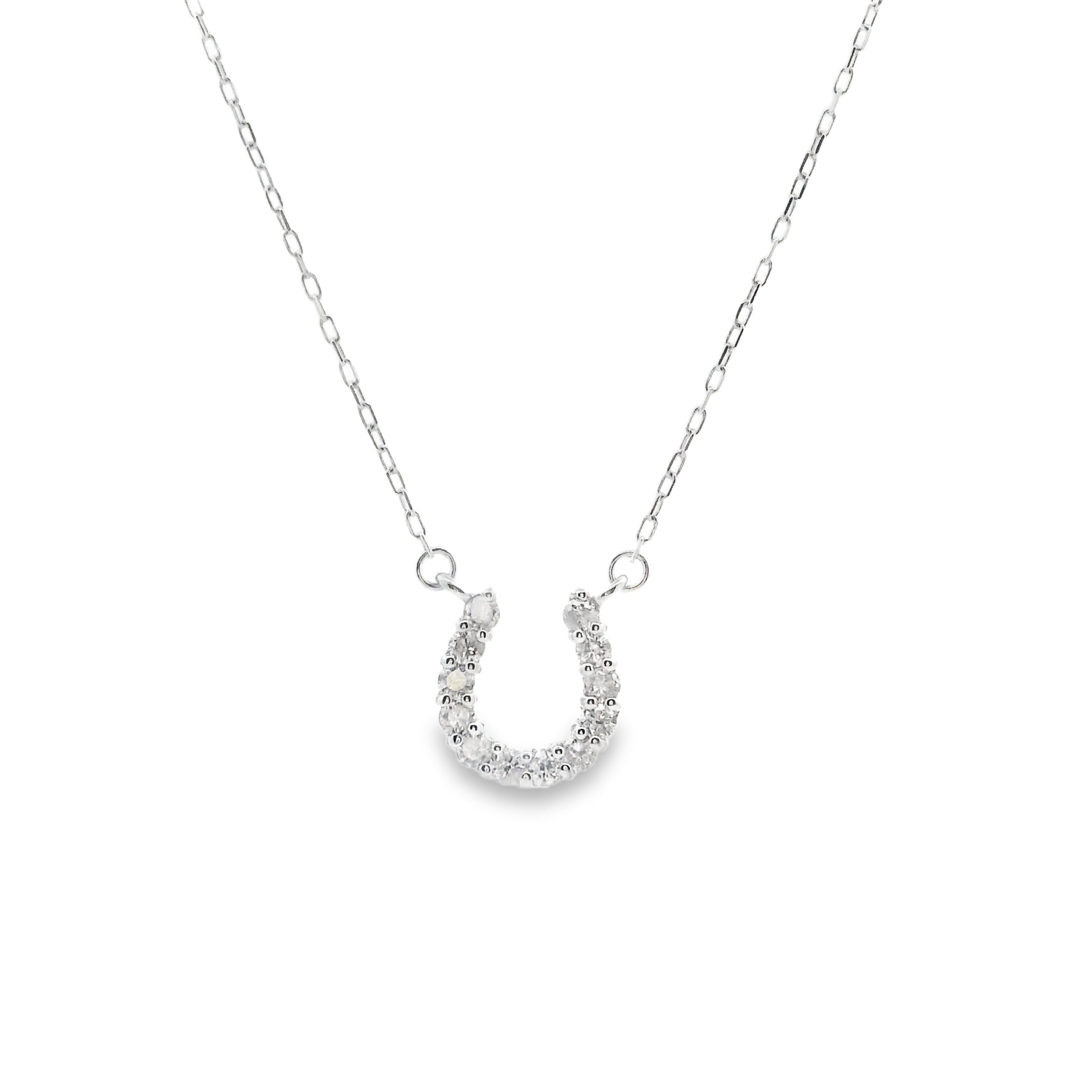 18ct White Gold Diamond Horseshoe Pendant