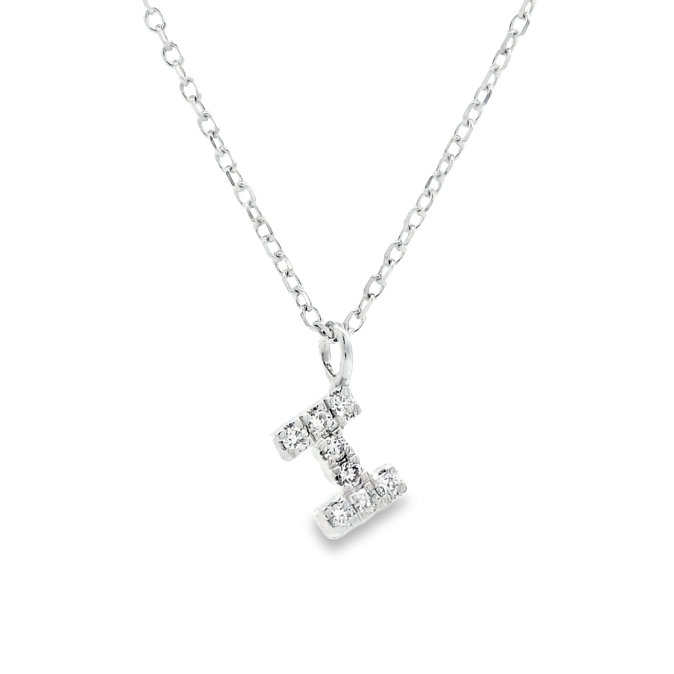 9ct White Gold Diamond Initial Pendant