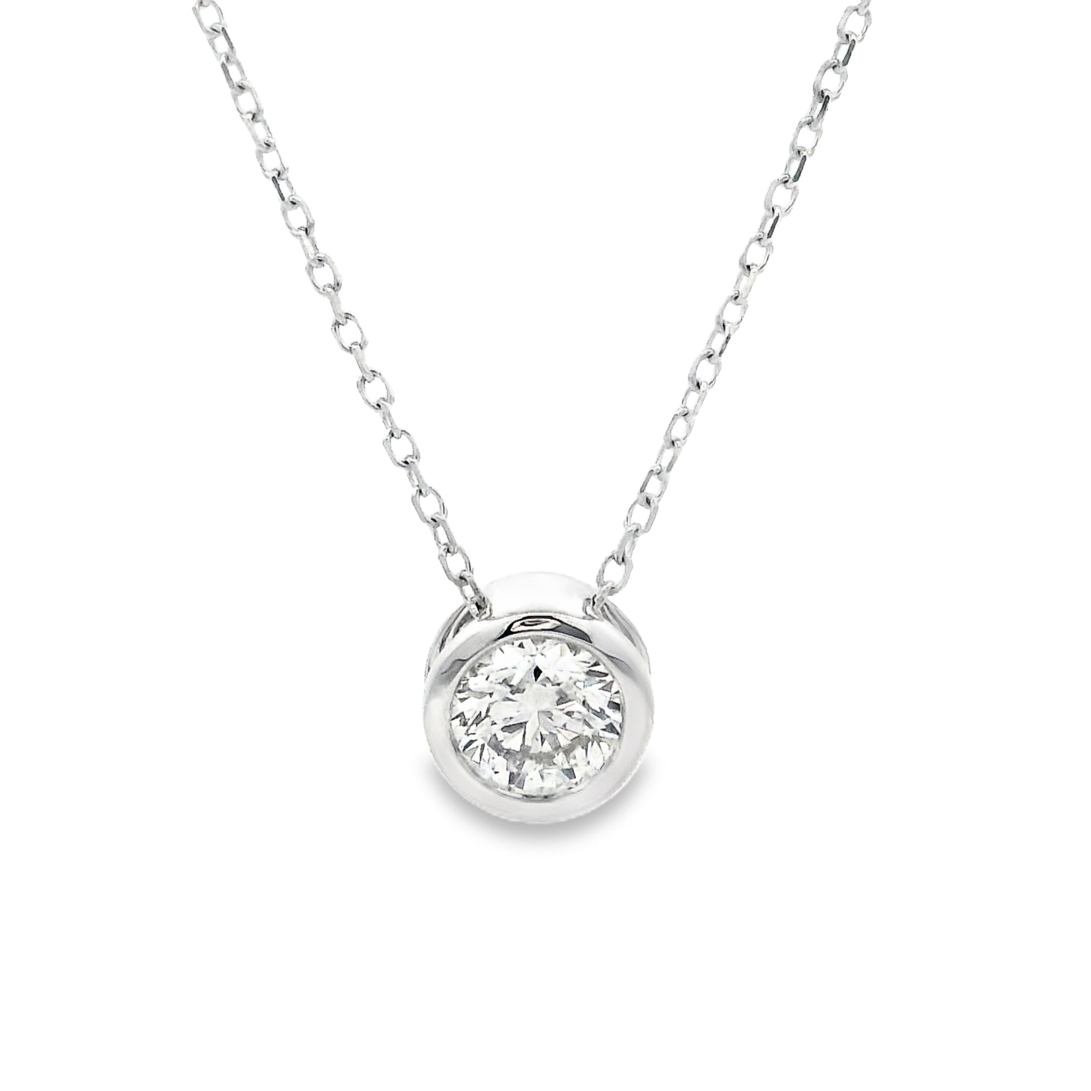 9ct White Gold 0.50ct Bezel Set Slider Pendant