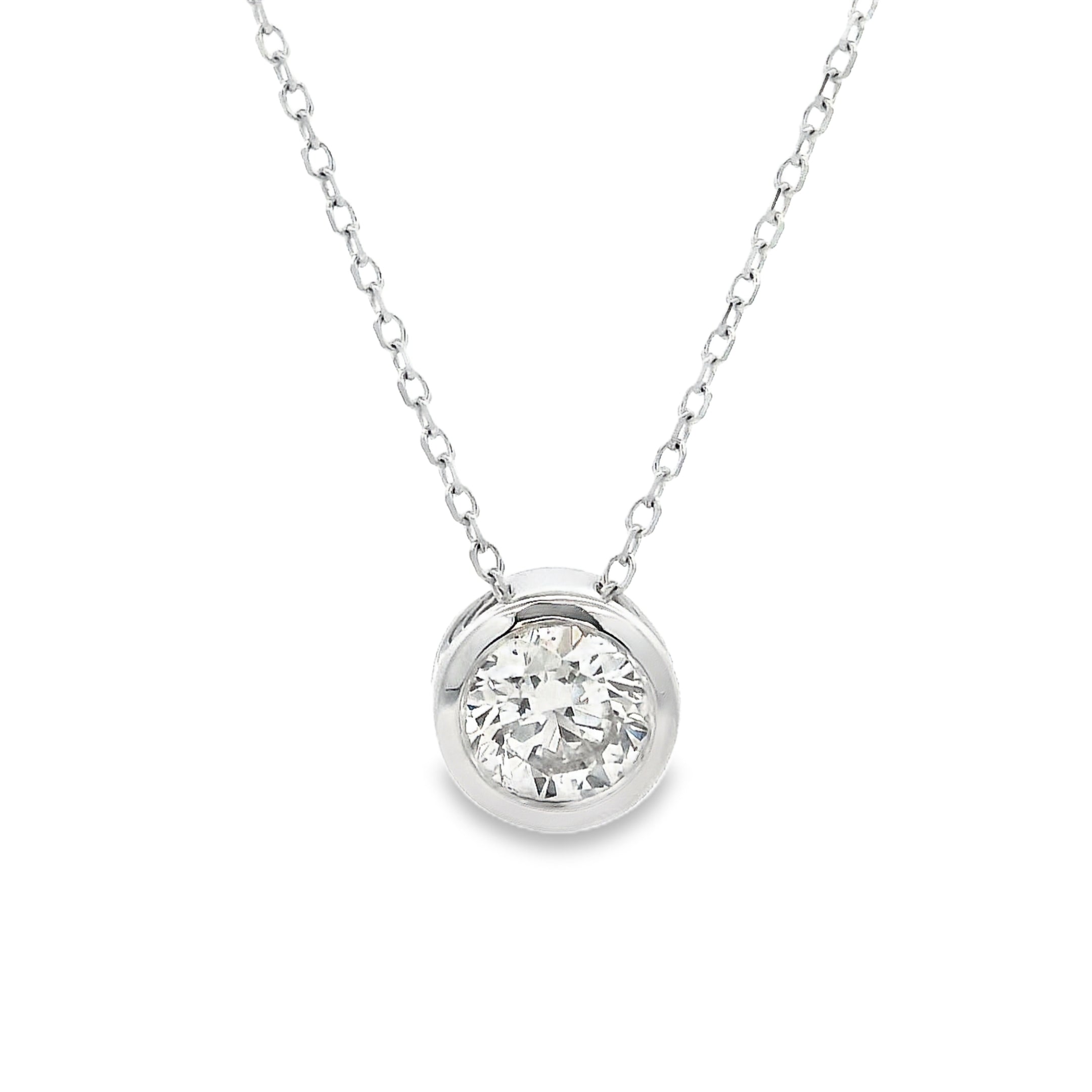 9ct White Gold 0.70ct Bezel Set Slider Pendant