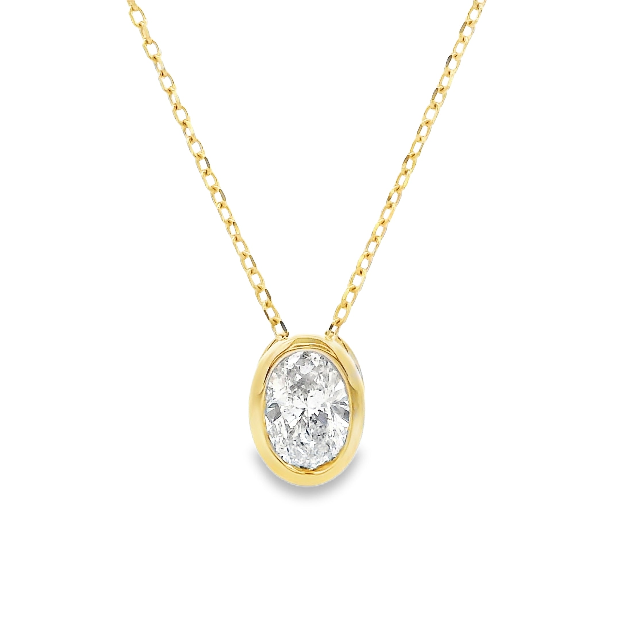 9ct Yellow Gold Oval Bezel Set Slider Pendant