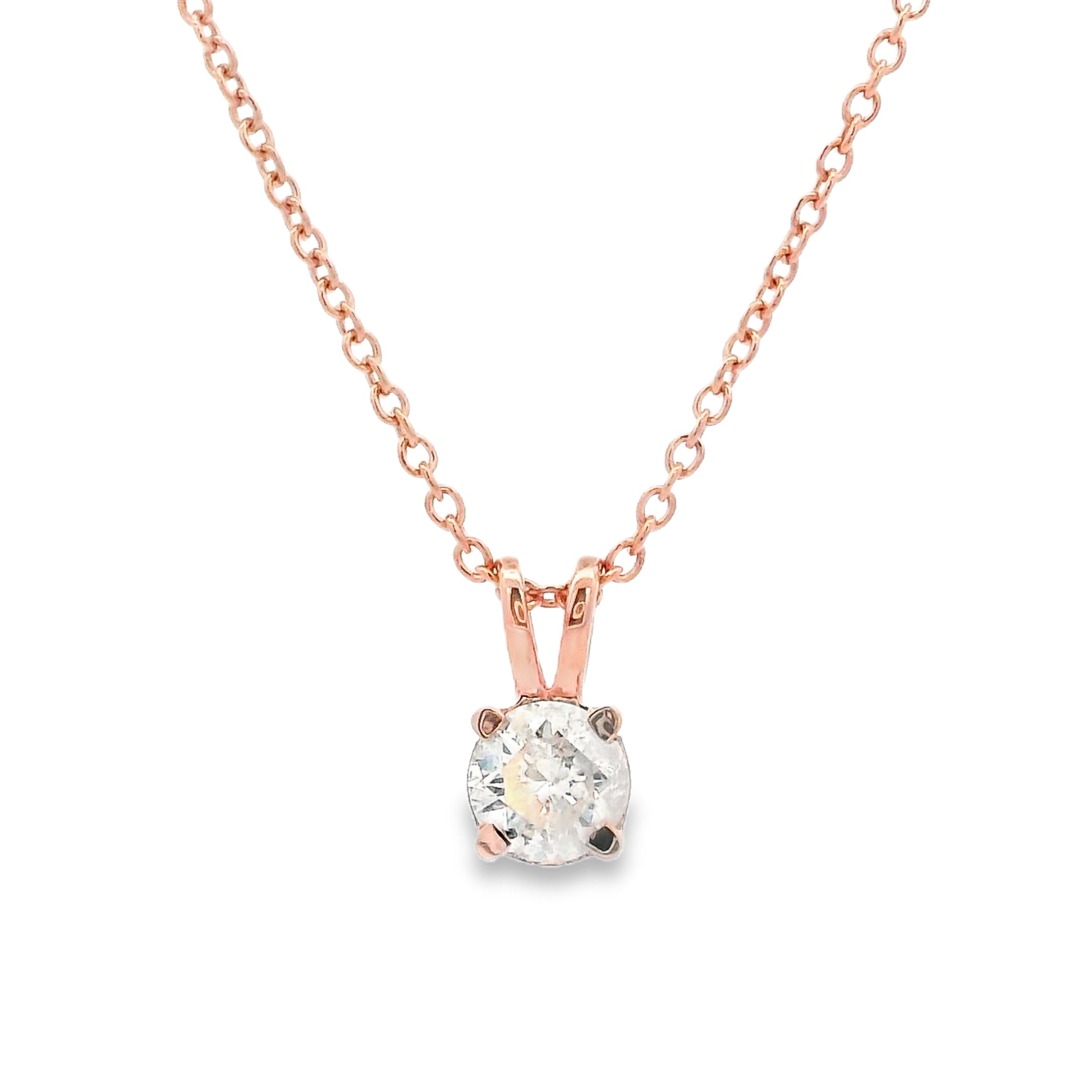 9ct Rose Gold 0.50ct Round Diamond Pendant