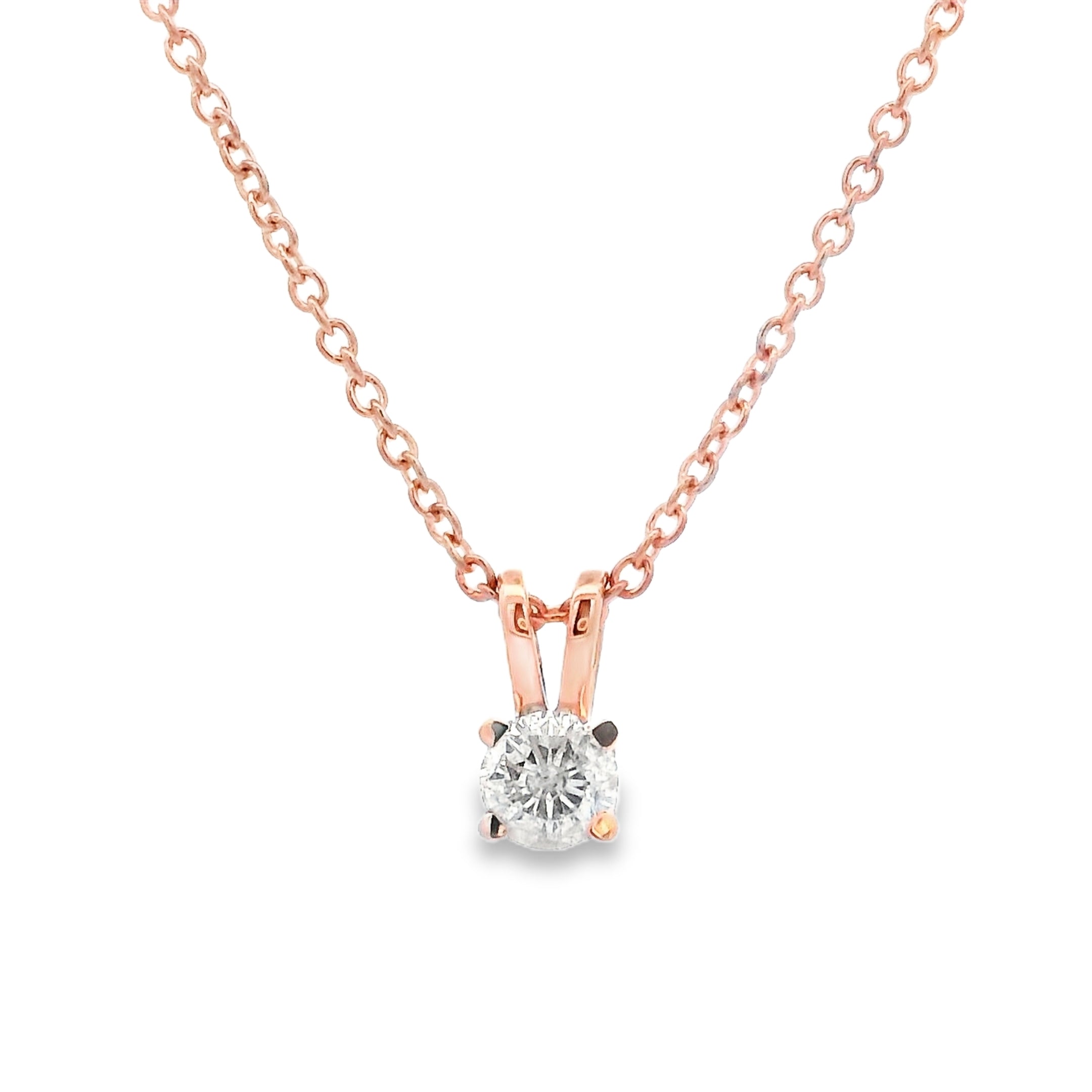 9ct Rose Gold 0.25ct Round Diamond Pendant