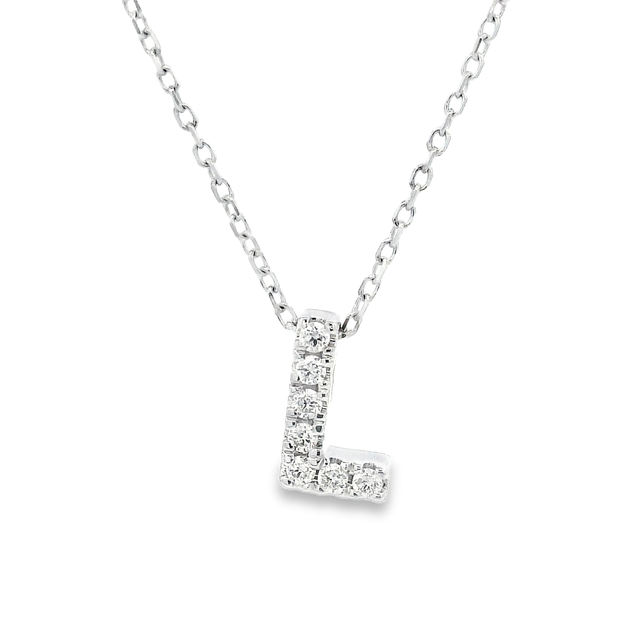 9ct White Gold Diamond Initial Pendant