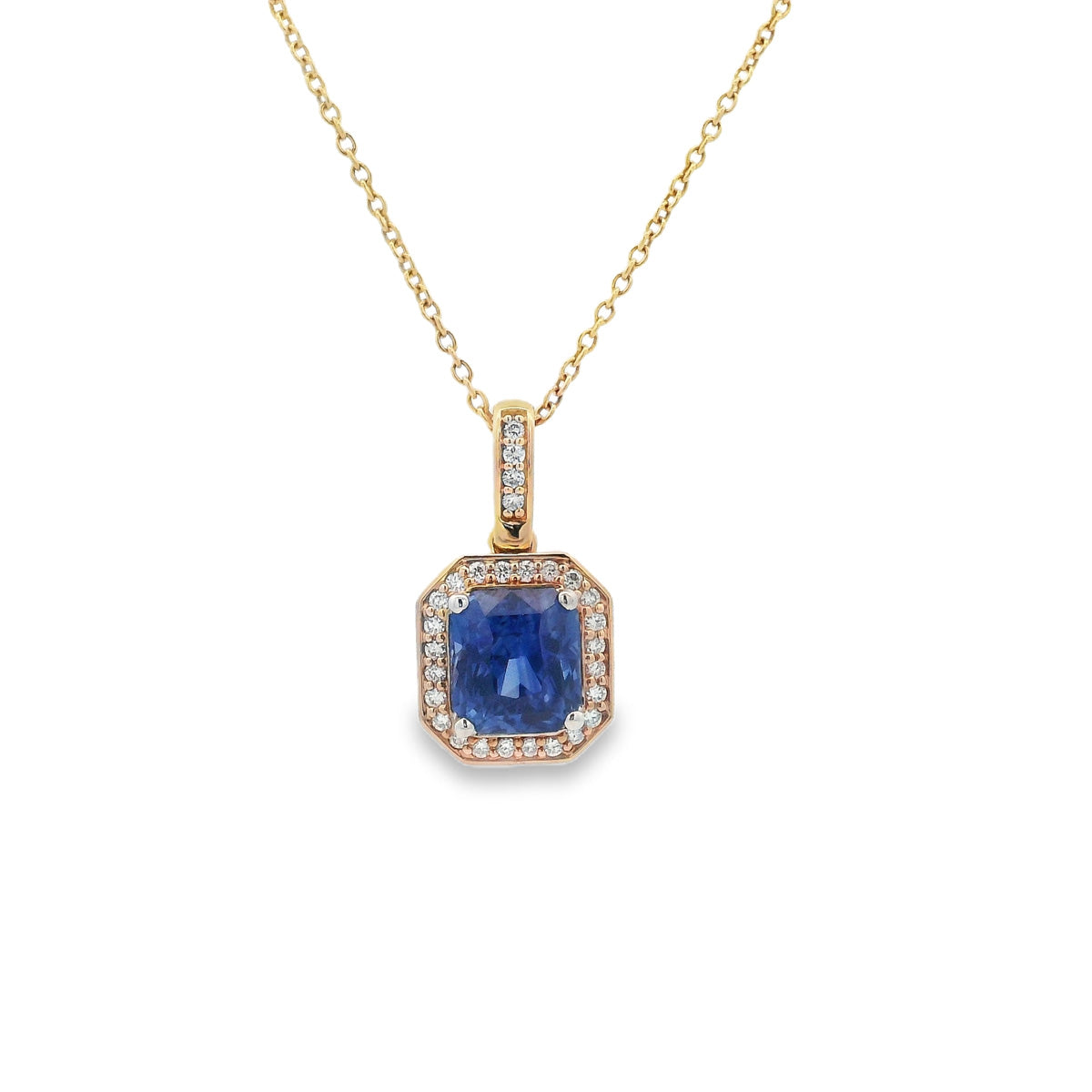 9ct Yellow & White Gold Sapphire and Diamond Pendant