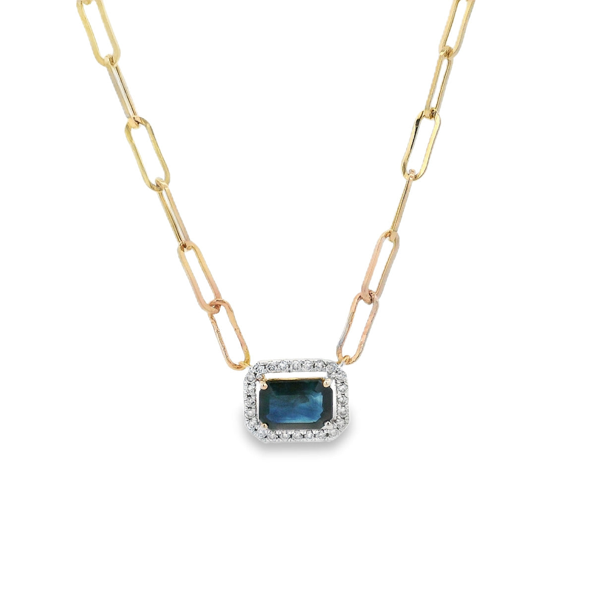 9ct Yellow Gold Sapphire and Diamond Pendant