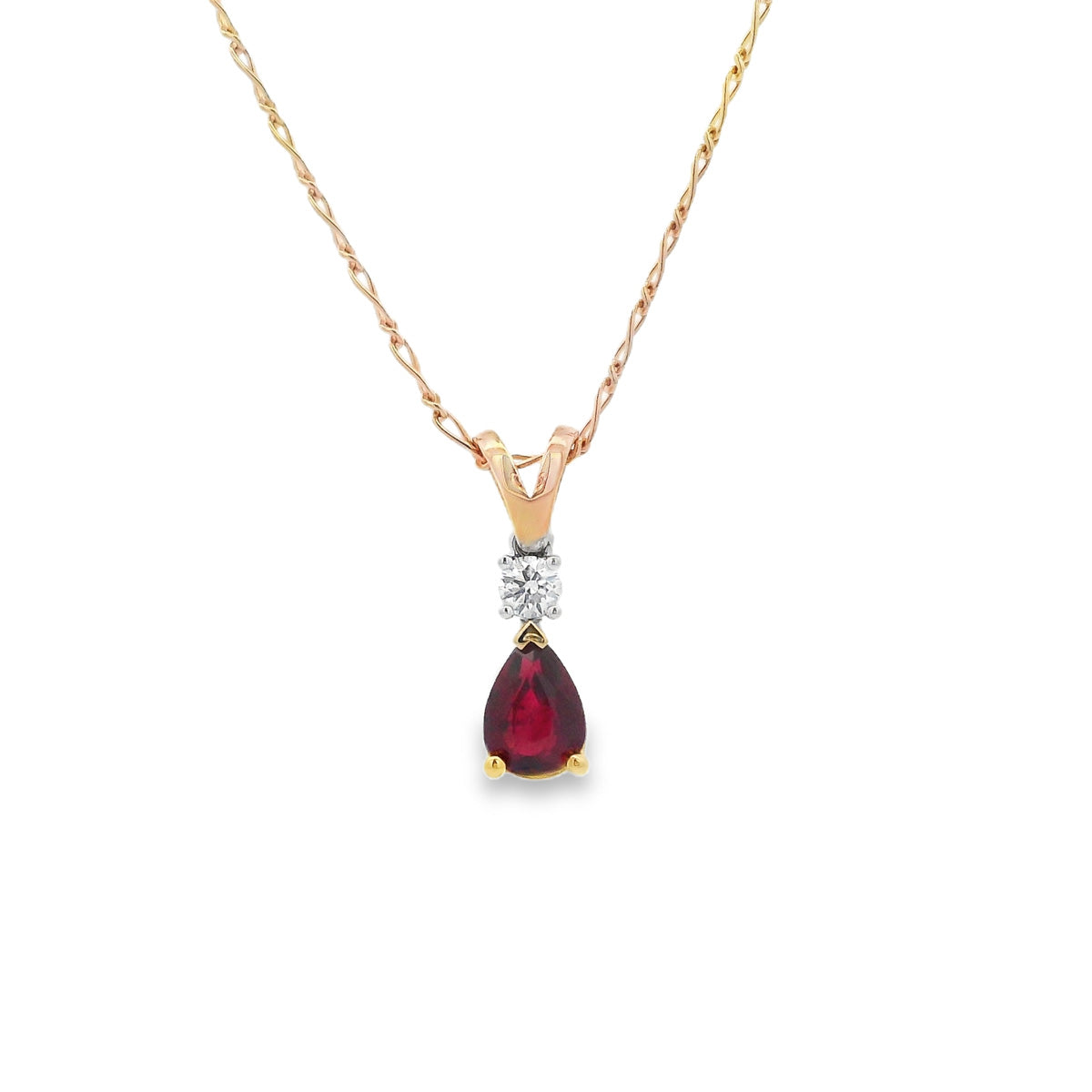 9ct Yellow & White Ruby and Diamond Pendant