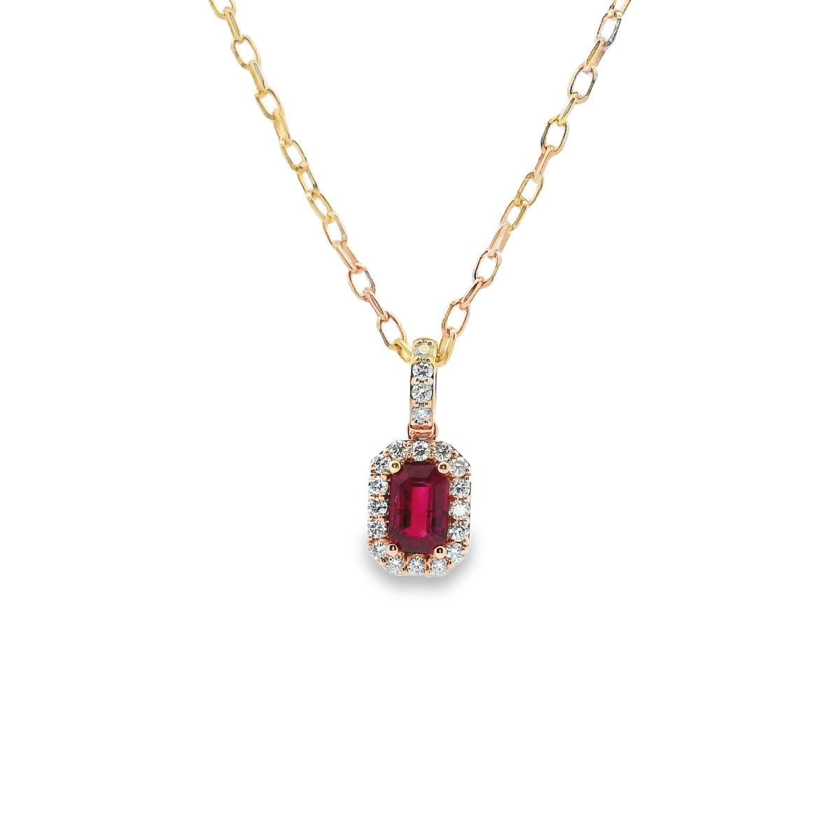 9ct Yellow Gold Ruby and Diamond Pendant
