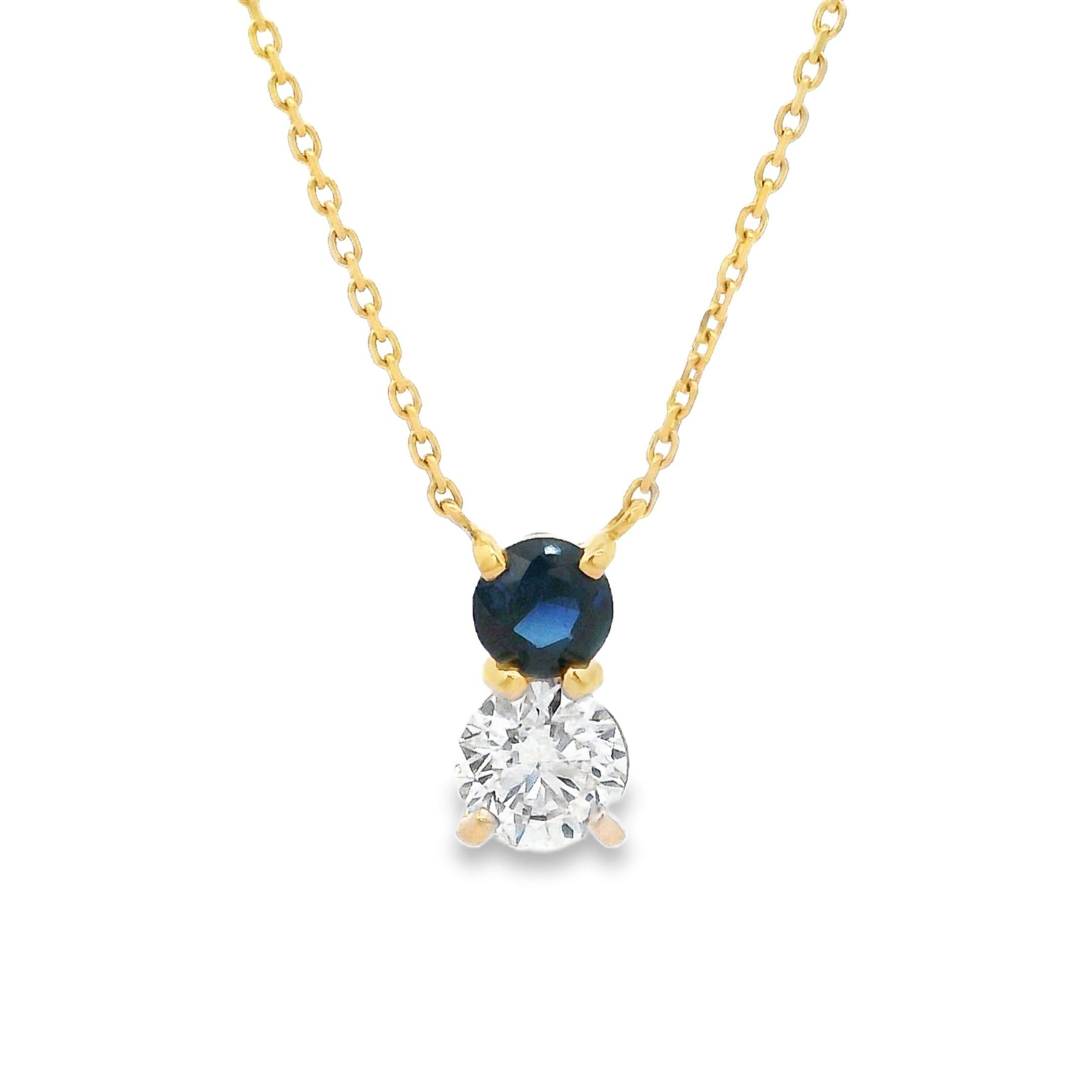 18ct Yellow Gold Sapphire and Diamond Pendant