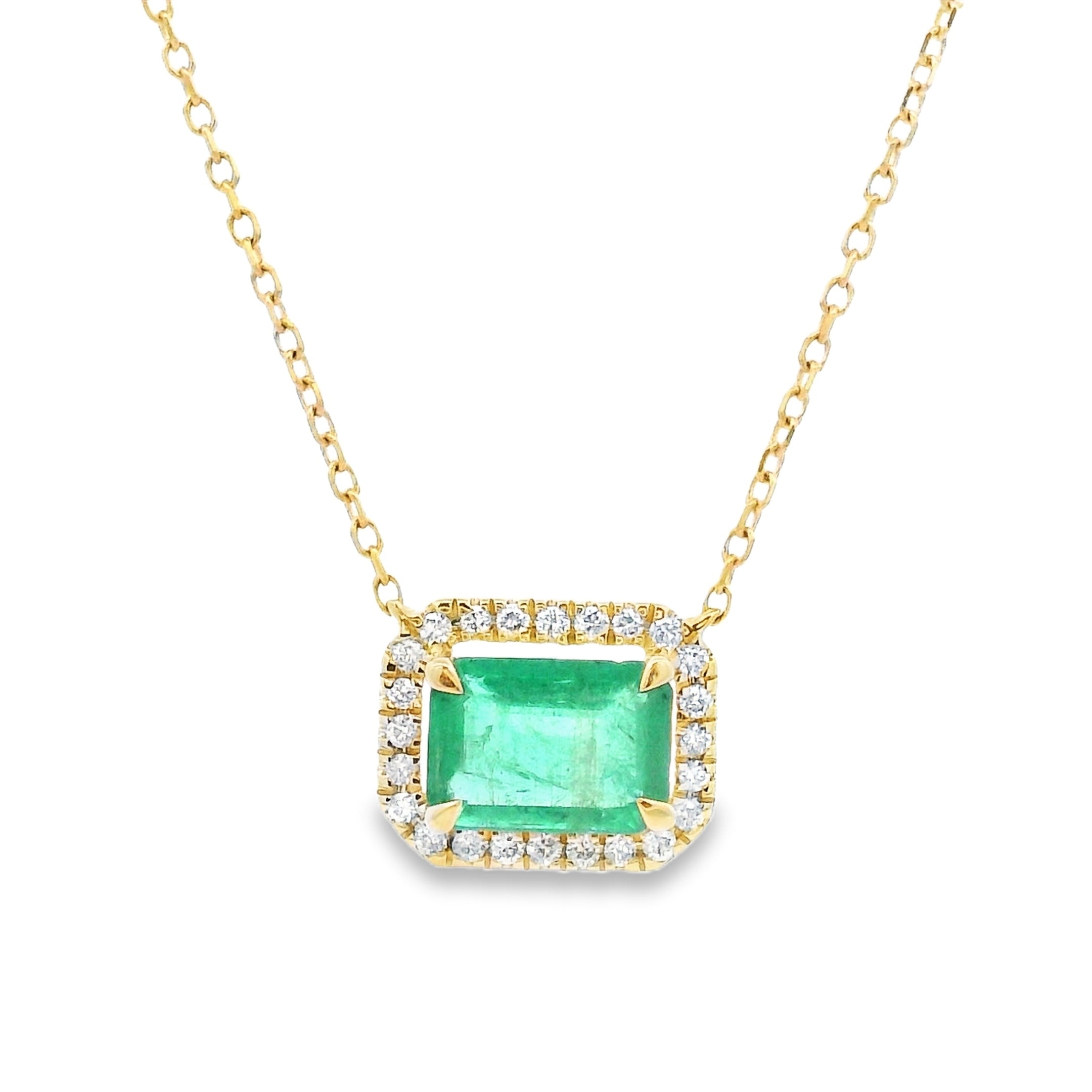 9ct Yellow Gold Emerald and Diamond Pendant