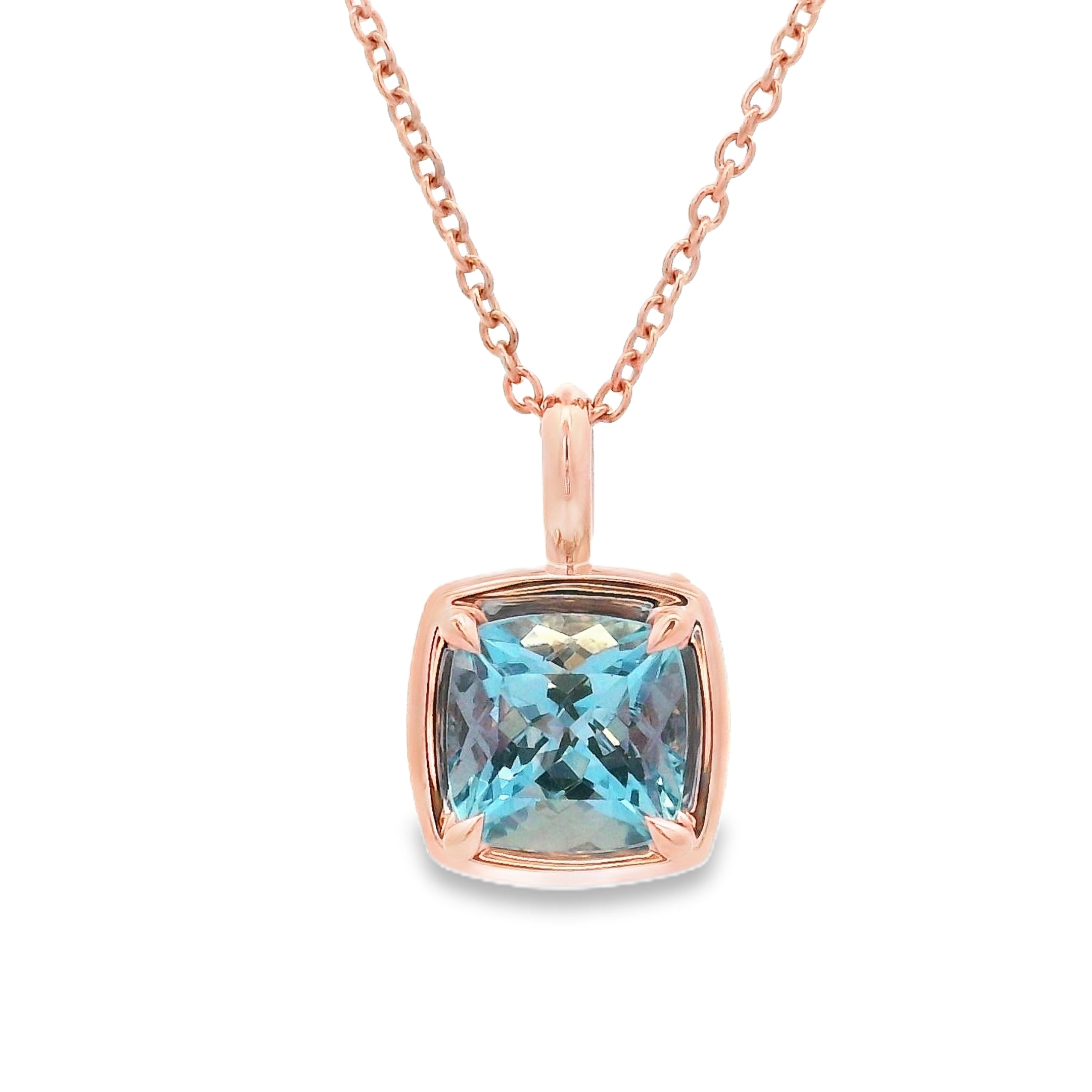 9ct Rose Gold Aquamarine Pendant