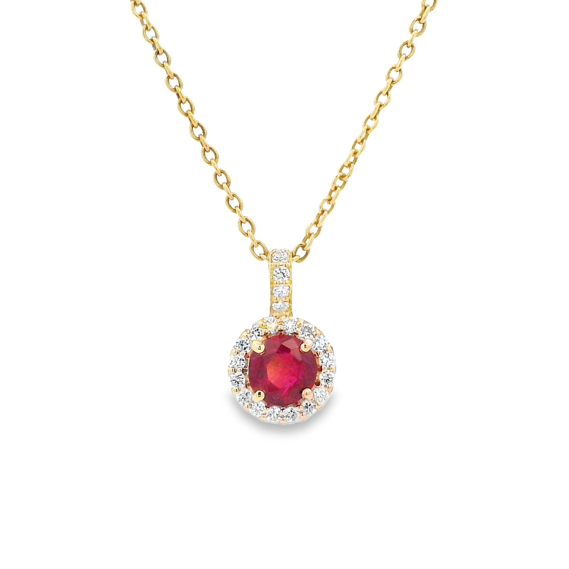 9ct Yellow Gold Ruby and Diamond Pendant