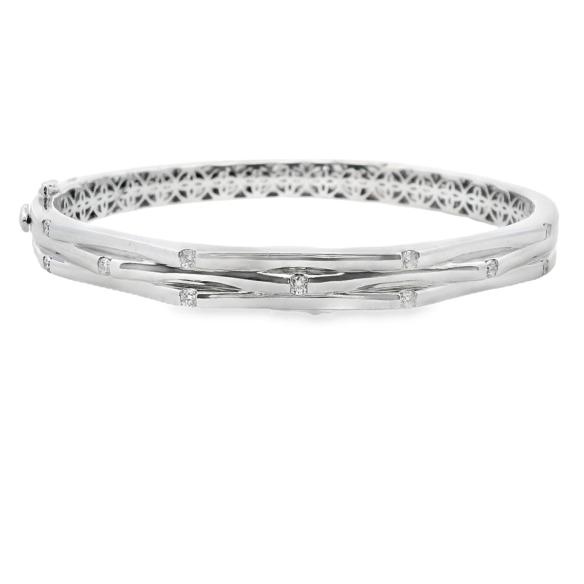 9ct White Gold Diamond Bangle