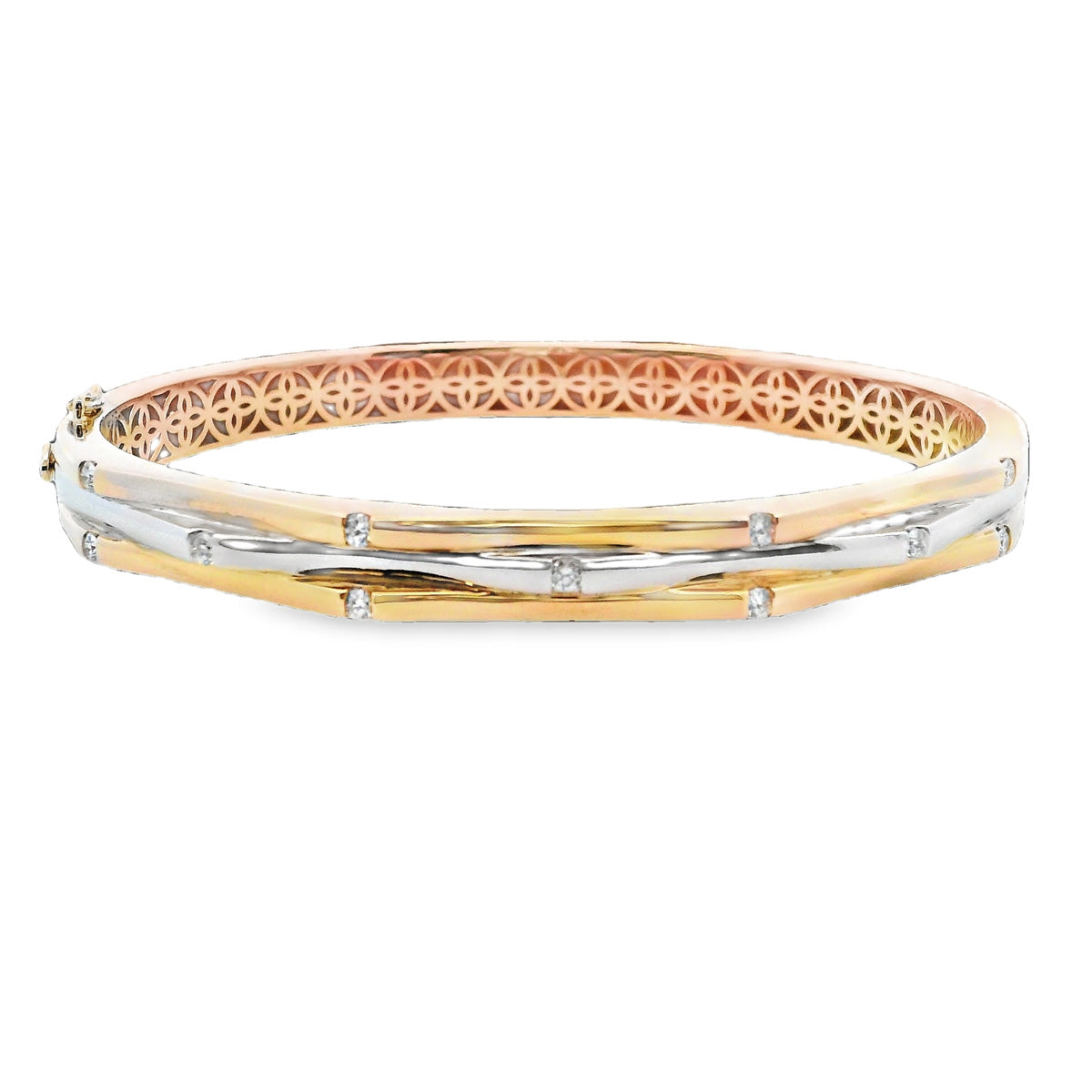 9ct Yellow & White Gold Diamond Bangle