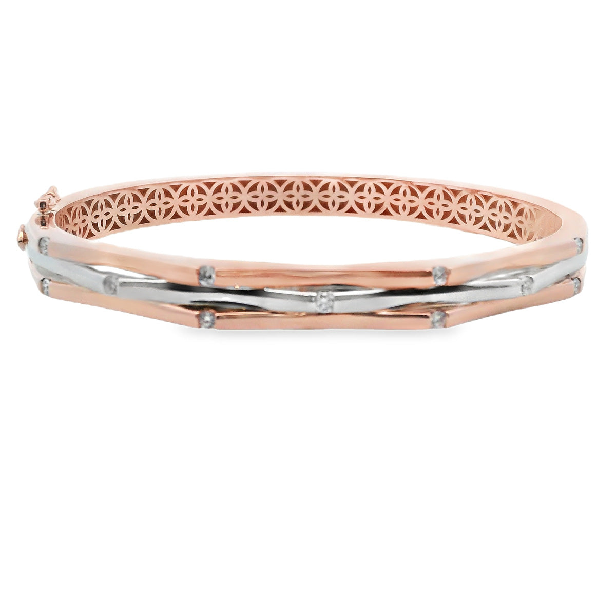 9ct Rose & White Gold Diamond Bangle