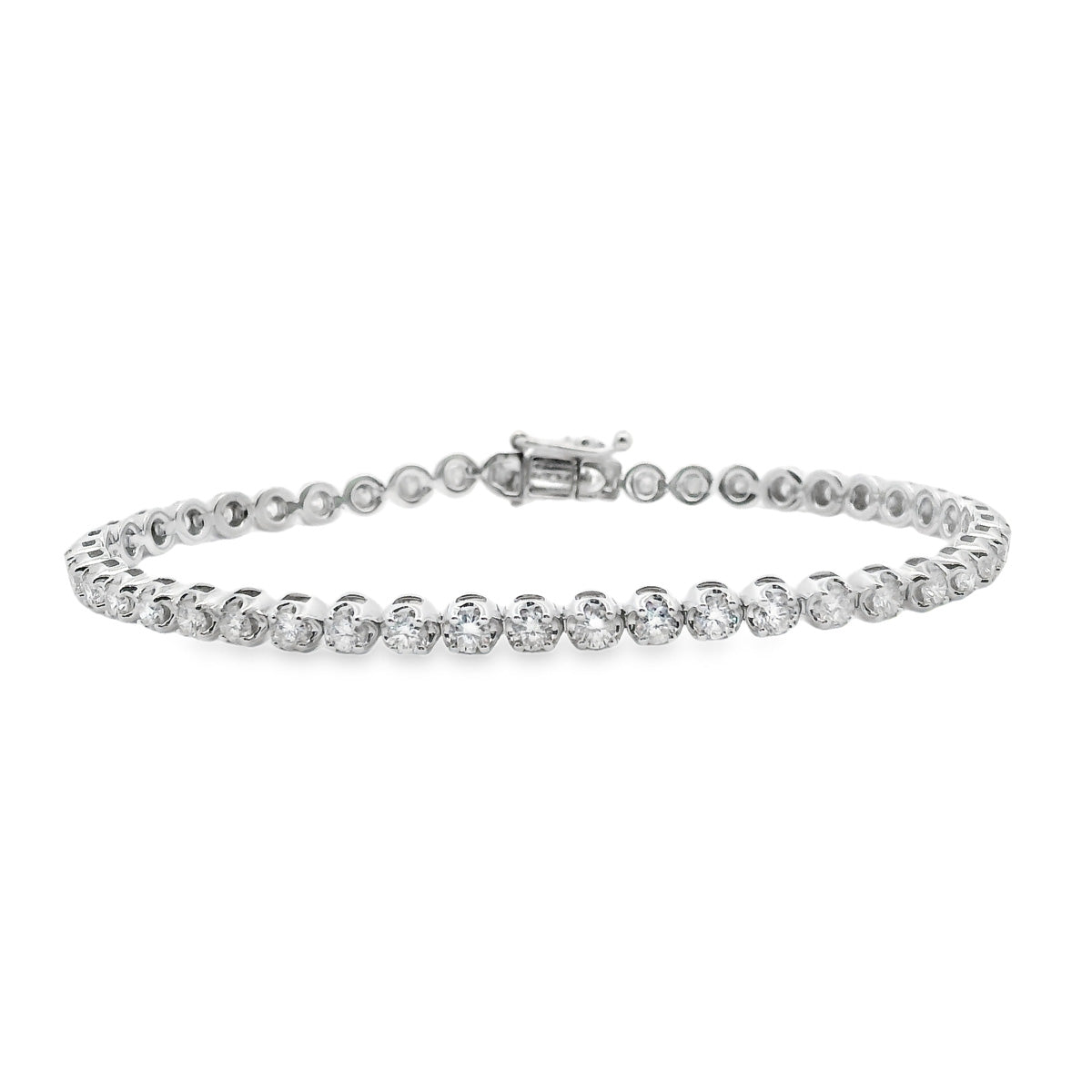 9ct White Gold Claw Set 3.00ct Diamond Tennis Bracelet