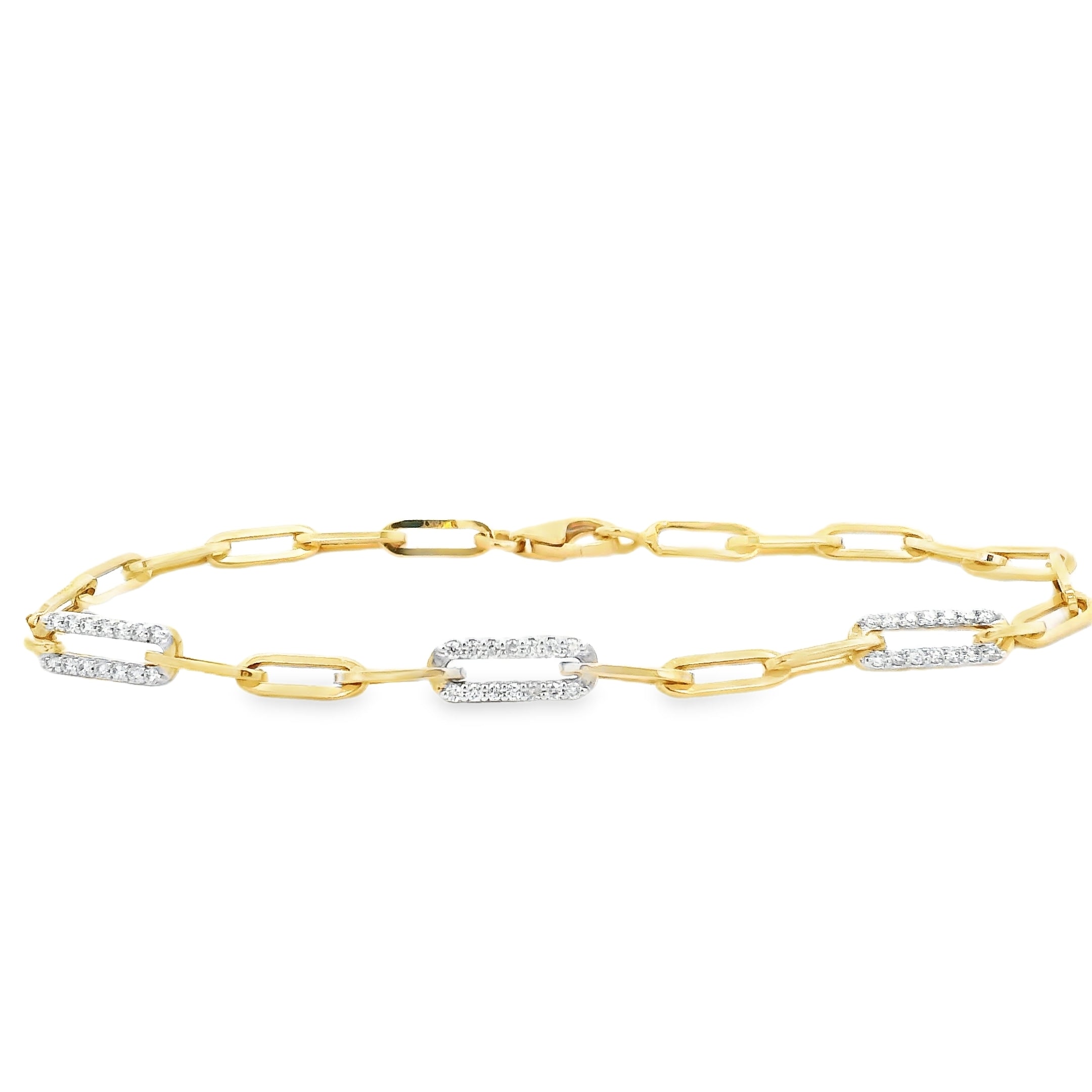 18ct Yellow Gold and Diamond Paperclip Bracelet