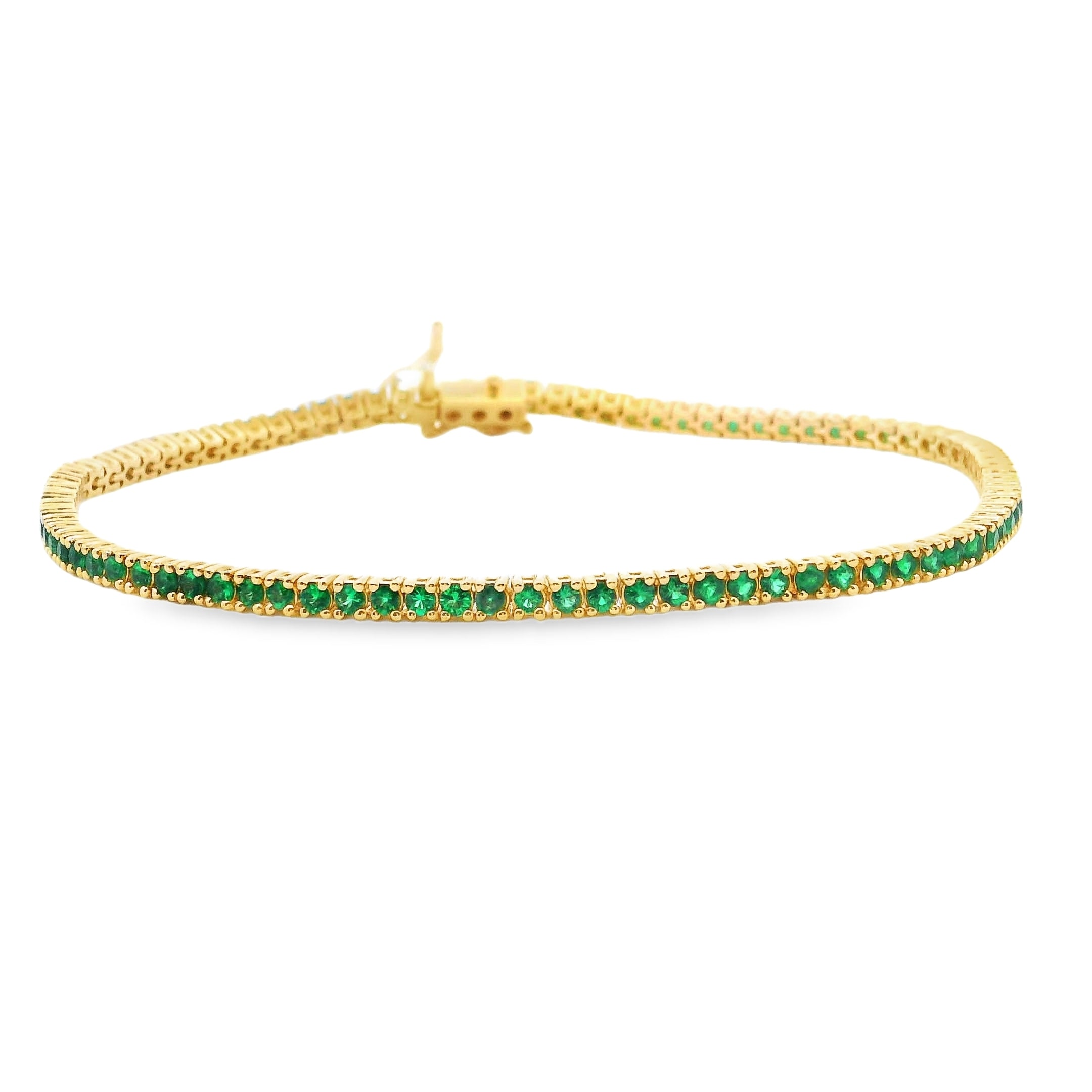 18ct Yellow Gold Emerald Tennis Bracelet