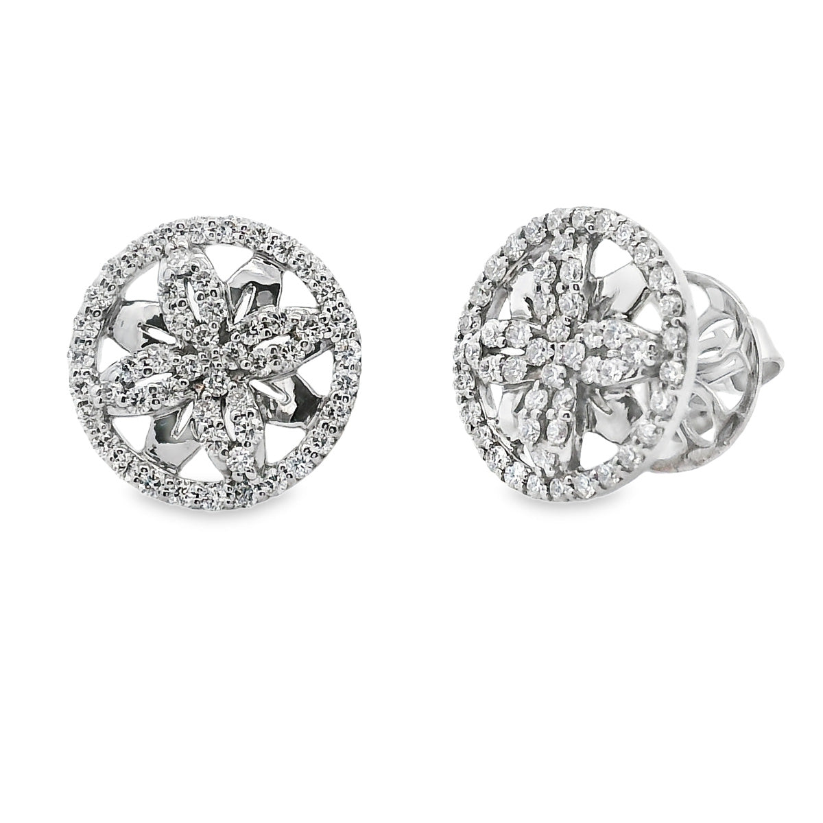 9ct White Gold Ellipse Pattern Diamond Studs